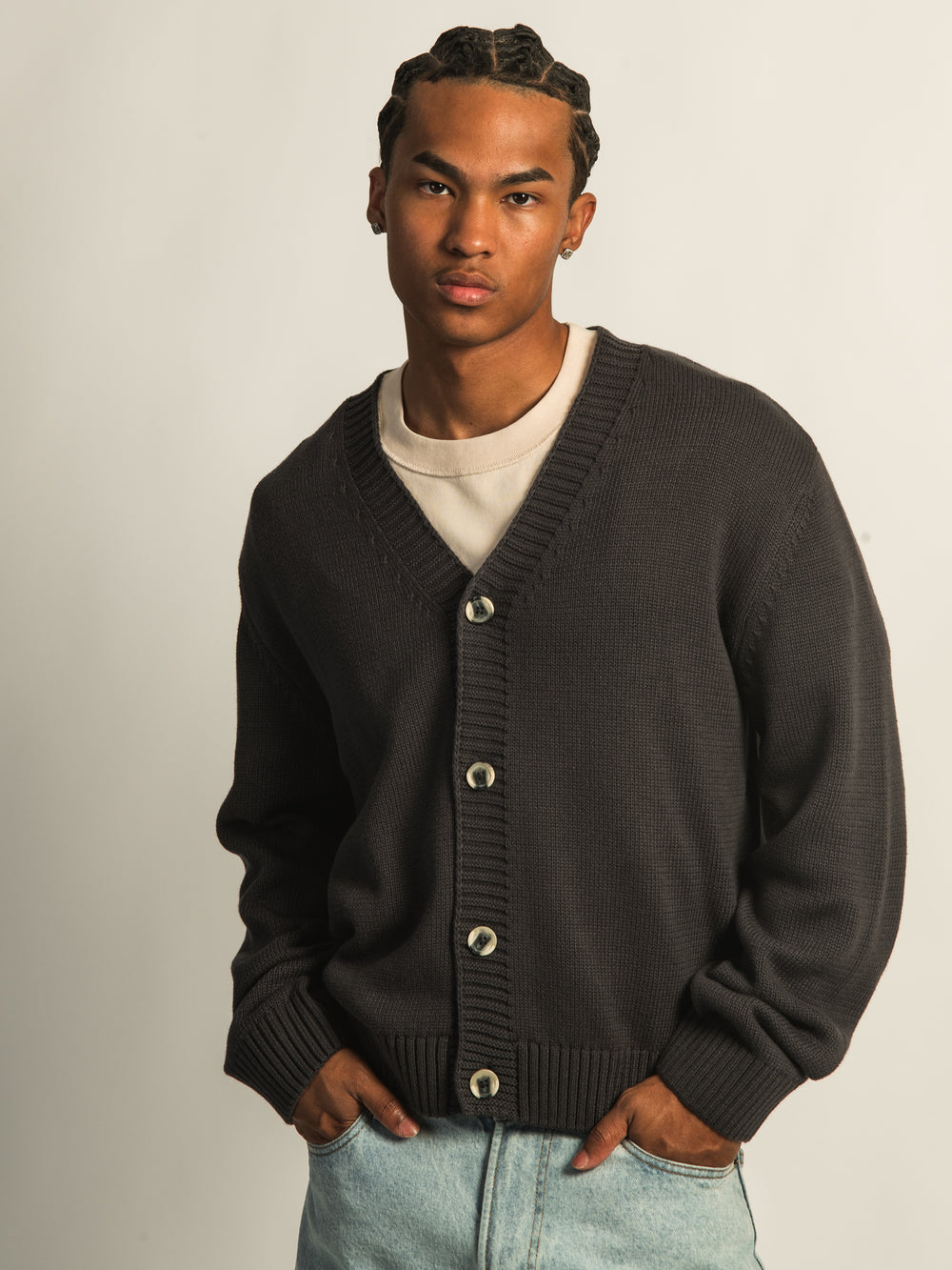 KOLBY BOXY CARDIGAN - BLACK