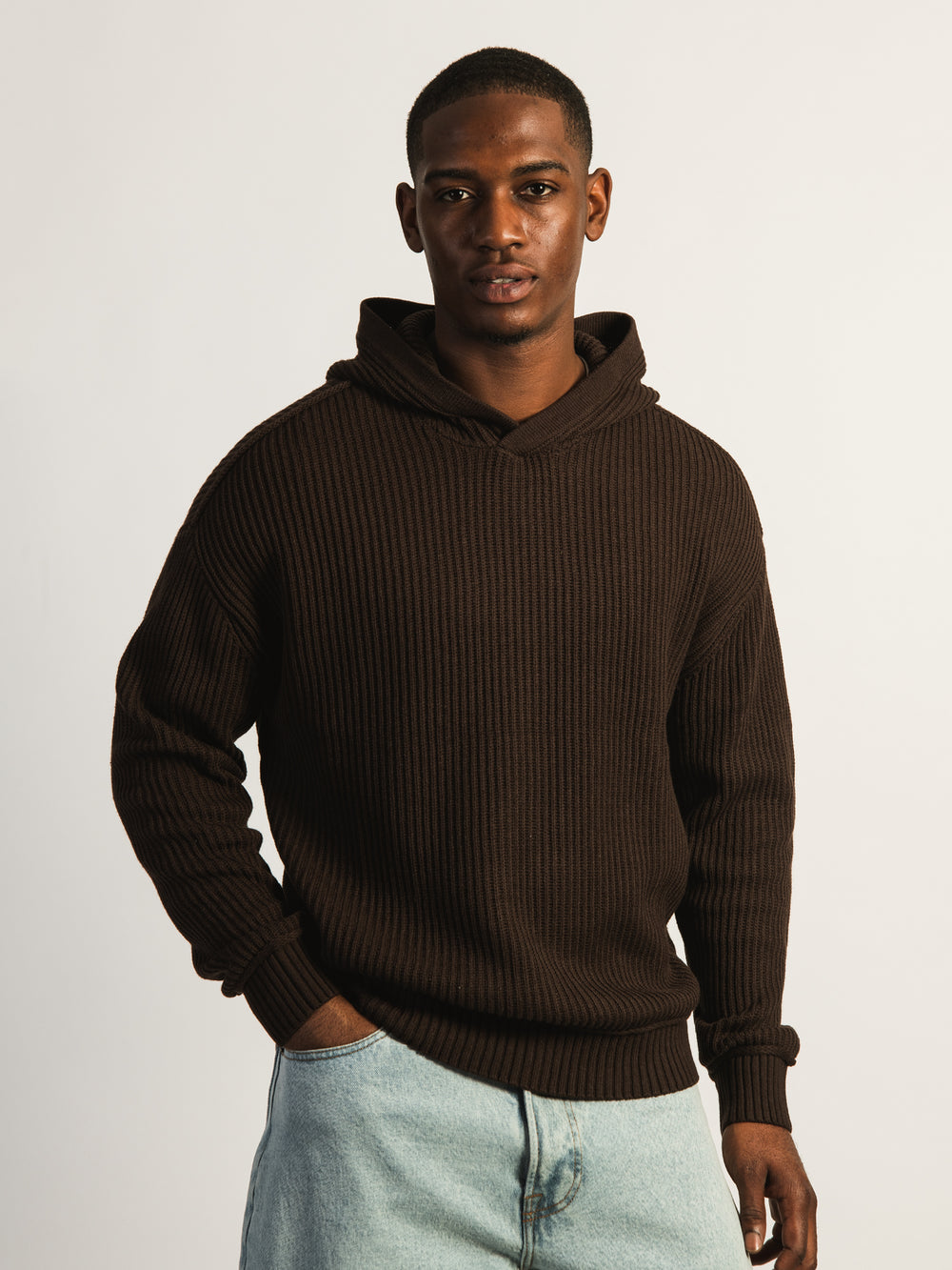 KOLBY SWEATER HOODIE - CHOCOLATE