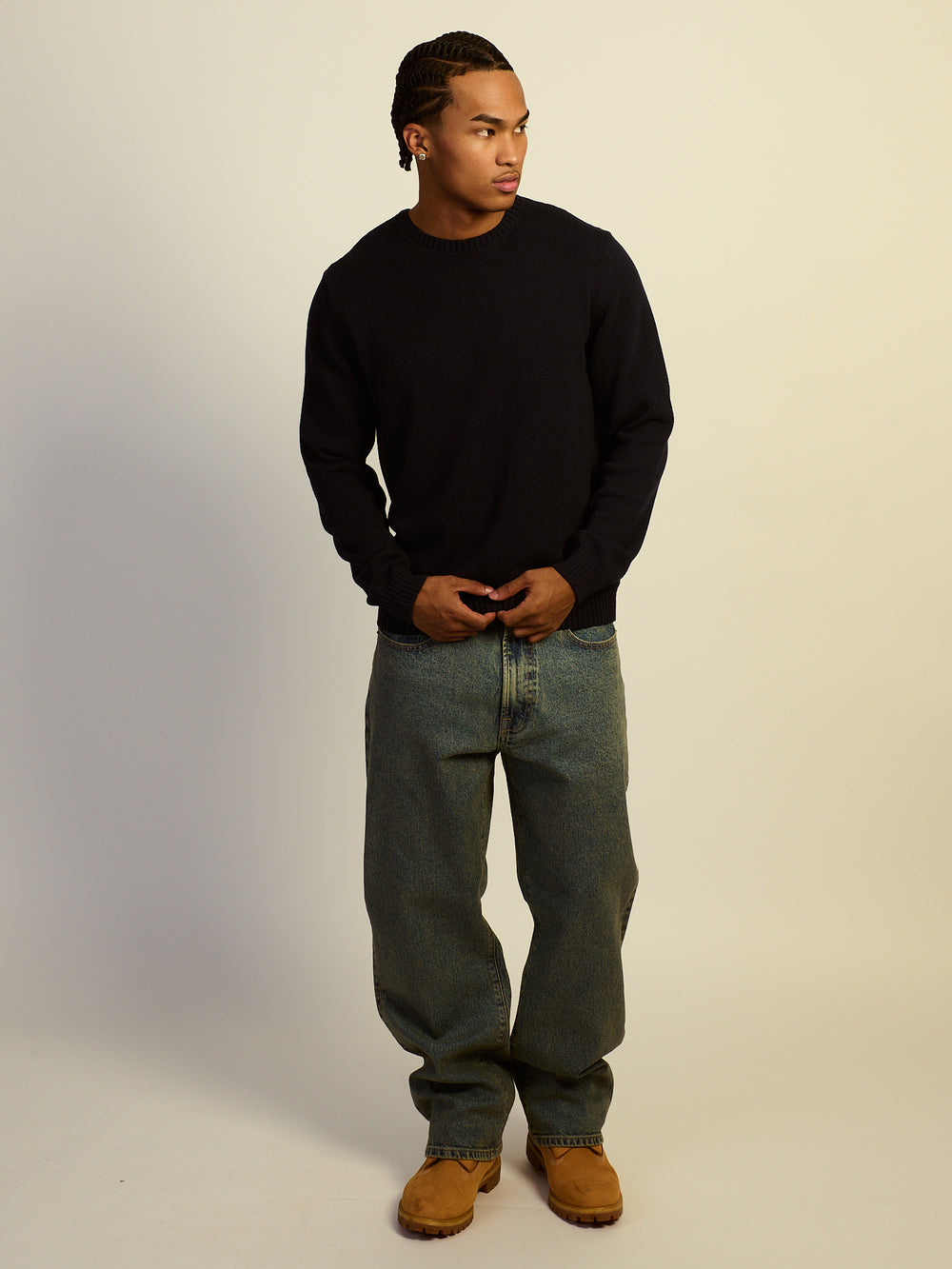 KOLBY LIGHTWEIGHT SWEATER - CHARCOAL NAVY