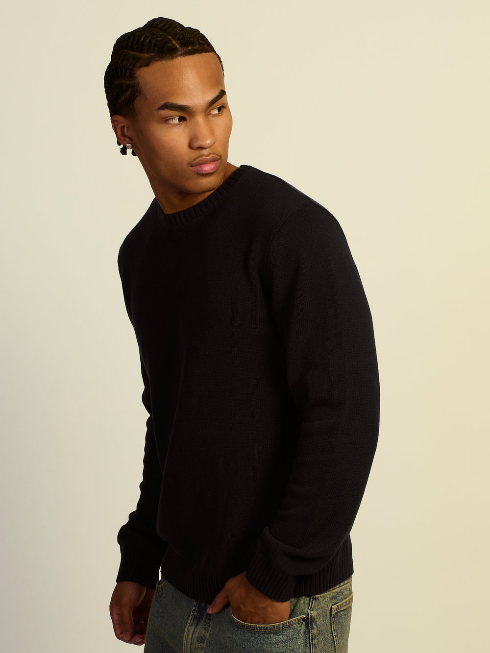 KOLBY LIGHTWEIGHT SWEATER - CHARCOAL NAVY