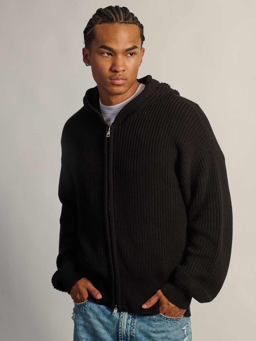 KOLBY SWEATER HOODIE - BLACK