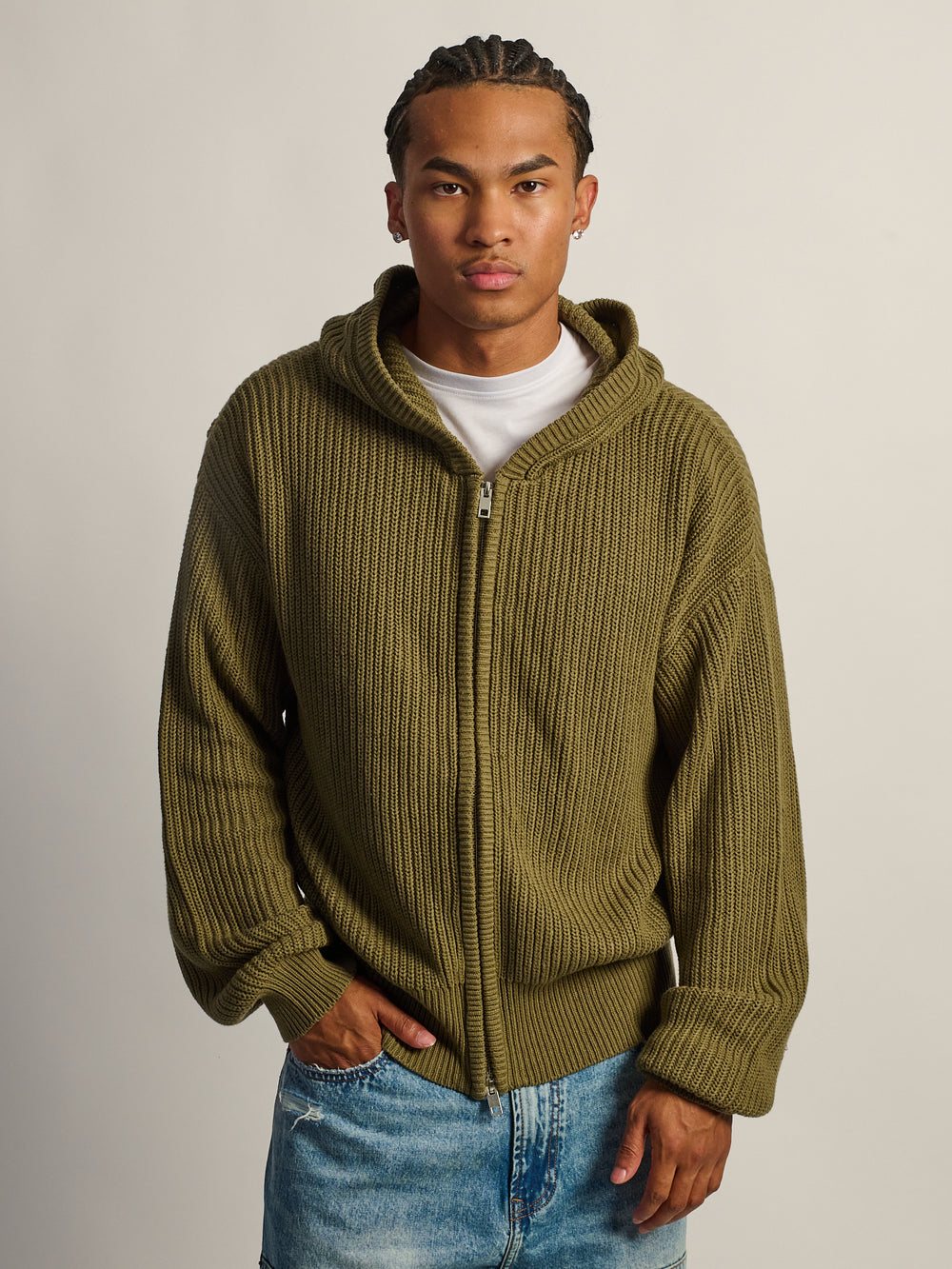 KOLBY SWEATER HOODIE - OLIVE