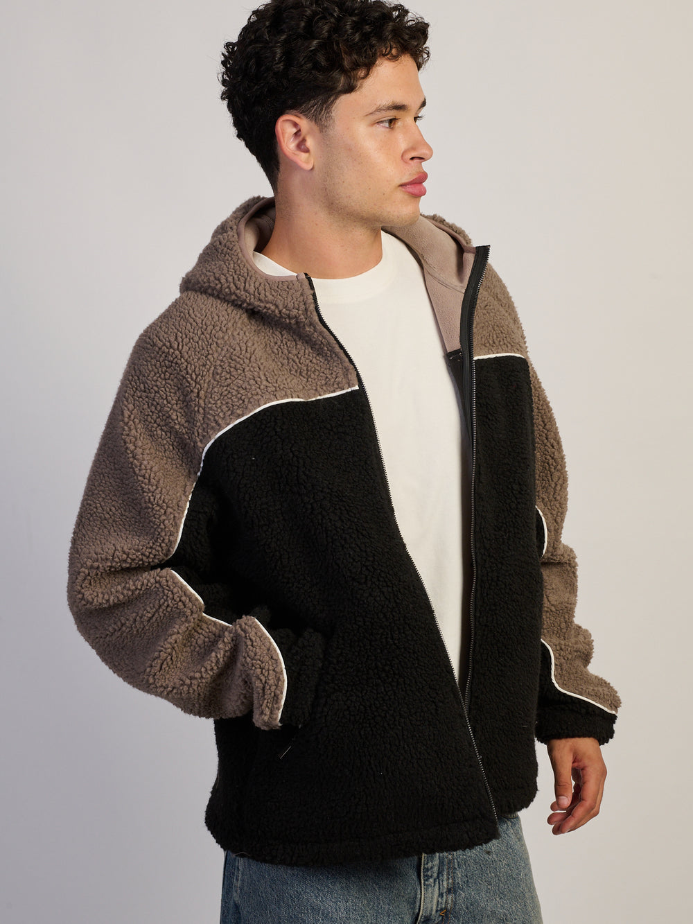 VESTE À CAPUCHON KOLBY EN SHERPA - BRUN