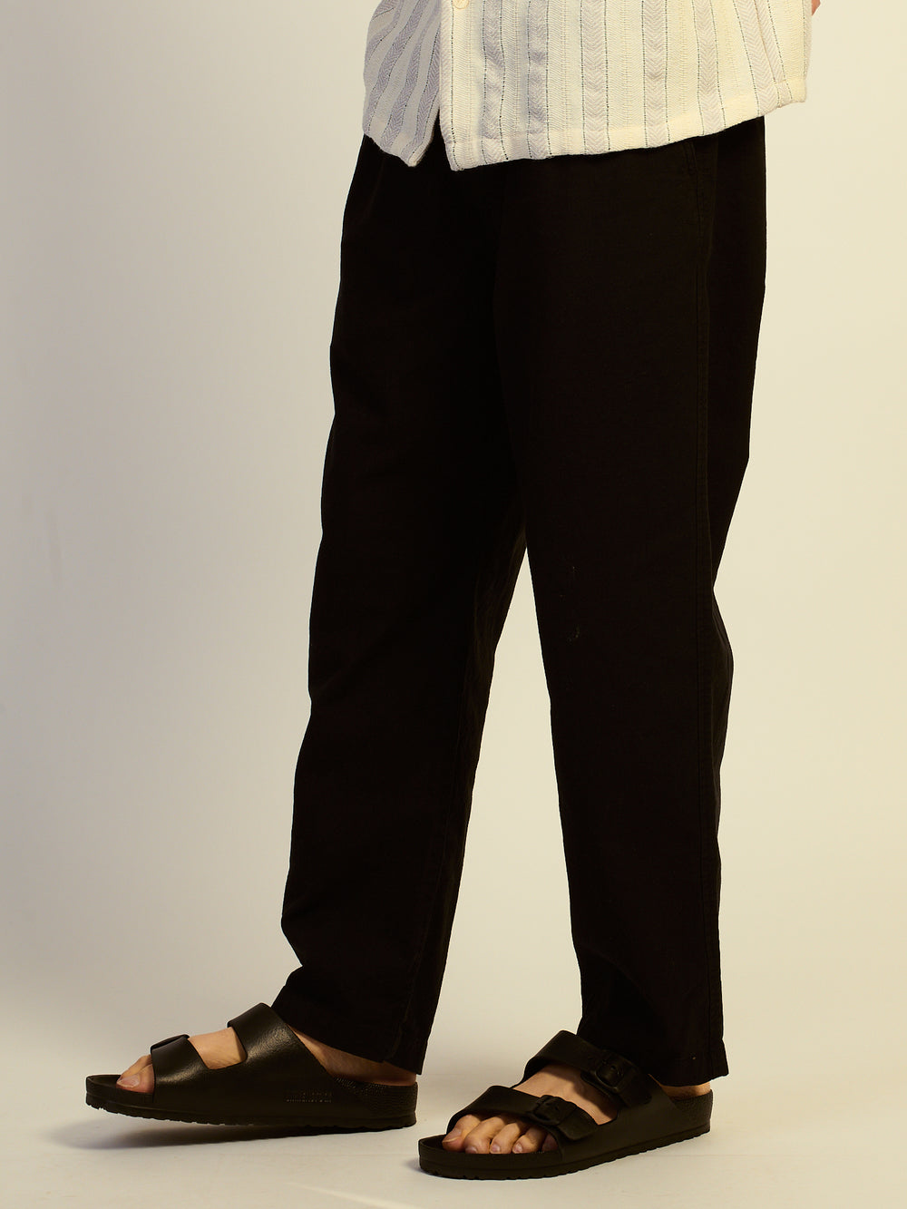 PANTALON KOLBY COUPE AMPLE, MÉLANGE LIN - NOIR