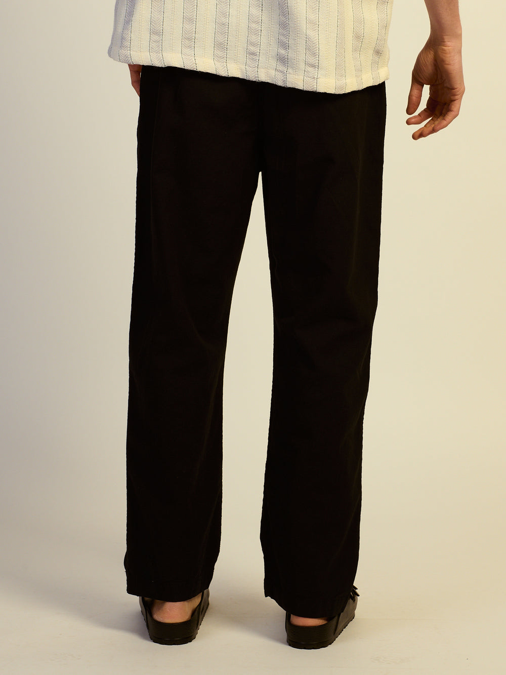 PANTALON KOLBY COUPE AMPLE, MÉLANGE LIN - NOIR