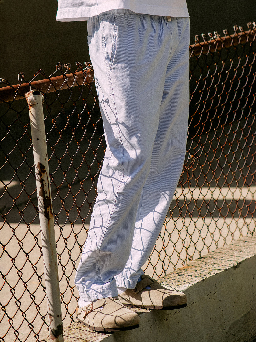 PANTALON KOLBY COUPE AMPLE, MÉLANGE LIN - BLEU