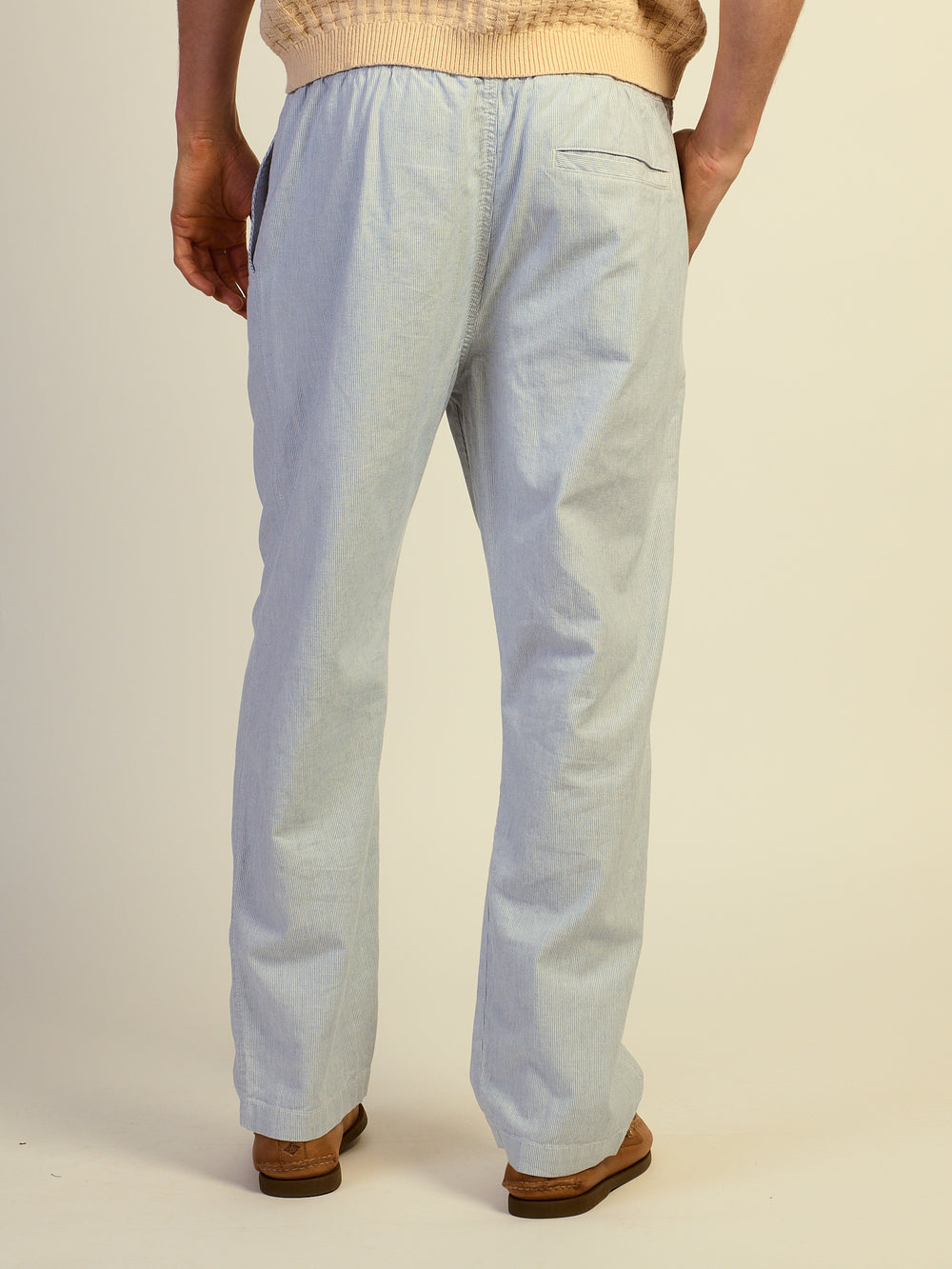 PANTALON KOLBY COUPE AMPLE, MÉLANGE LIN - BLEU