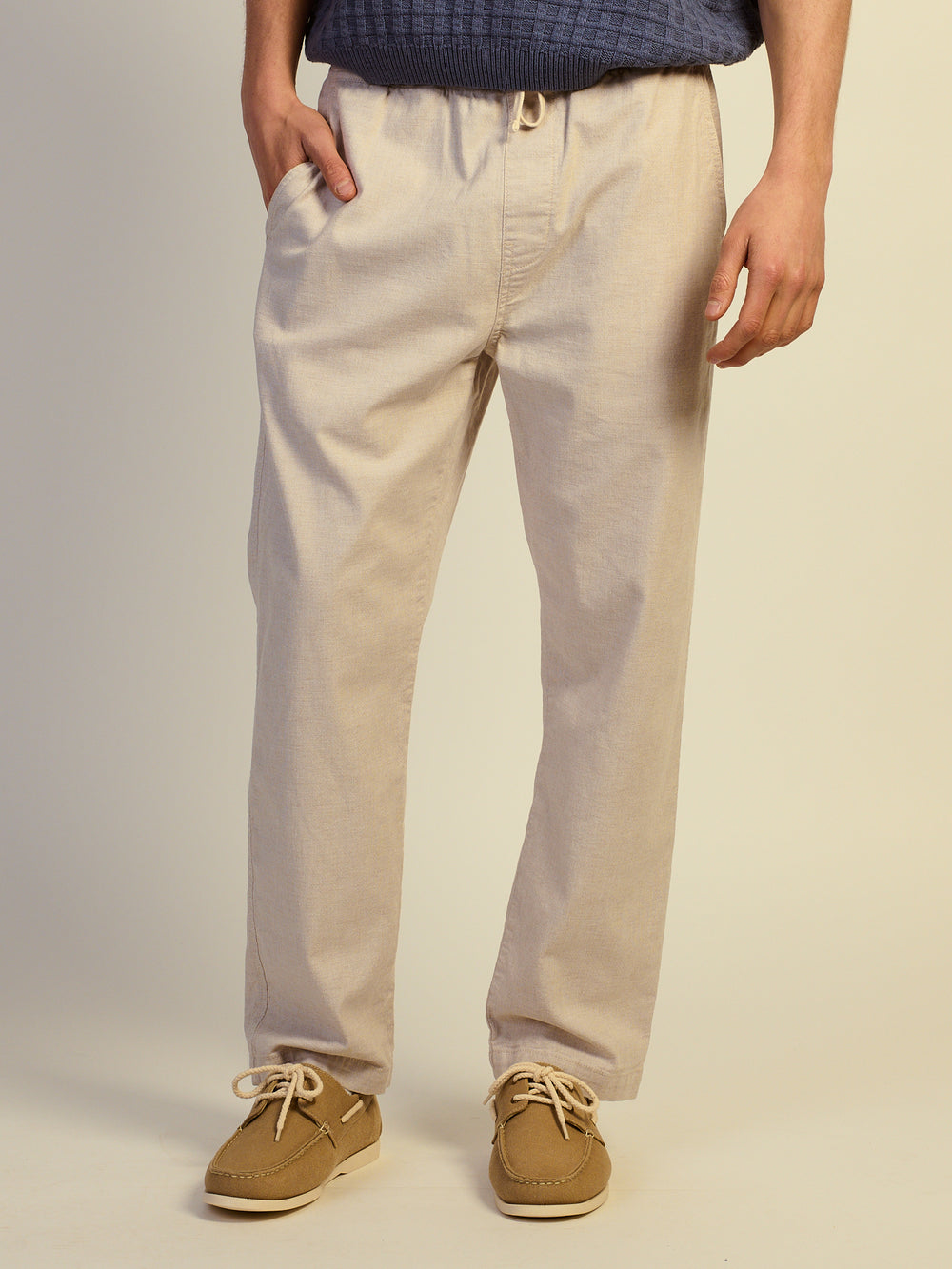 PANTALON KOLBY COUPE AMPLE, MÉLANGE LIN -NATUREL