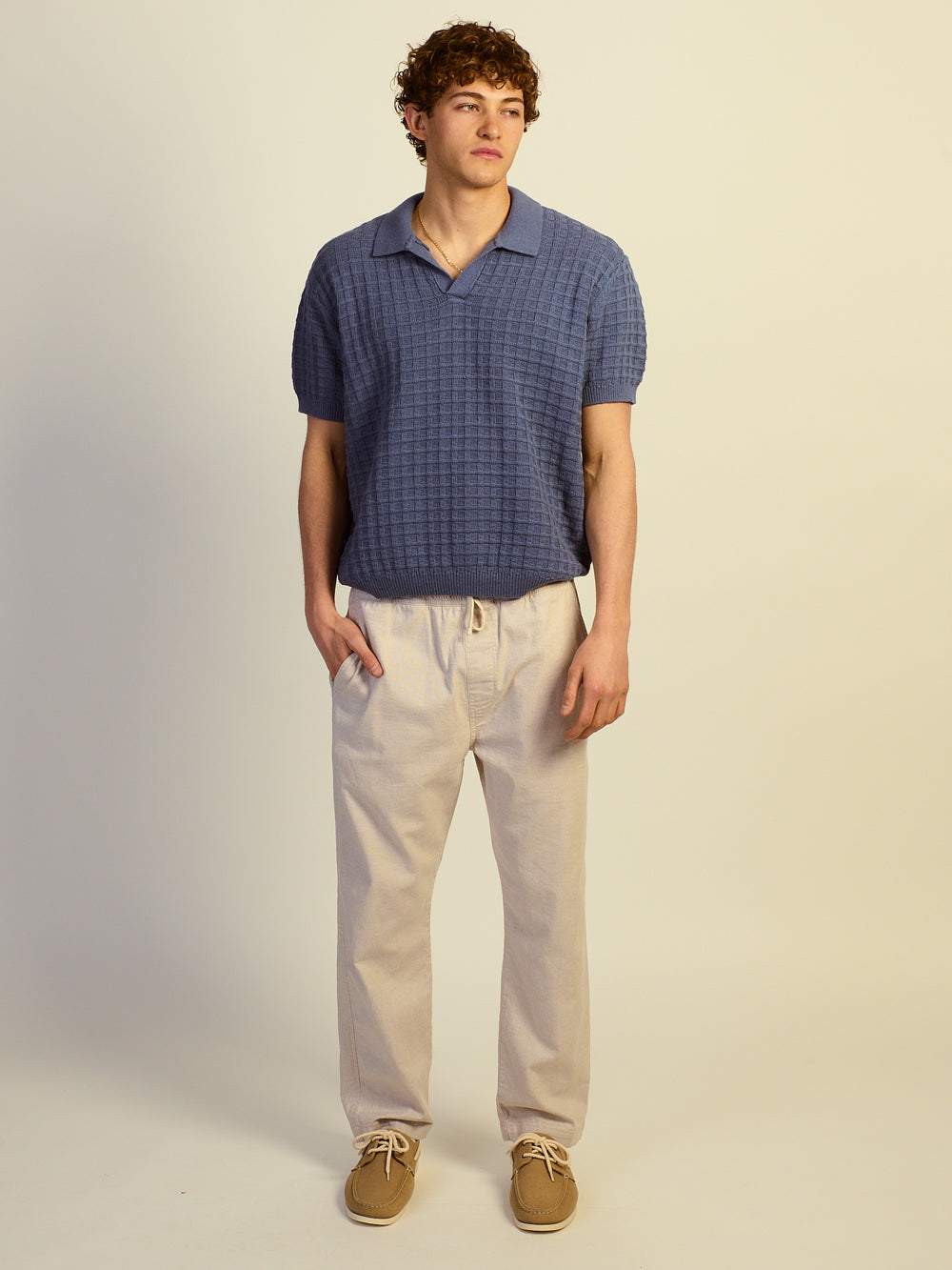 PANTALON KOLBY COUPE AMPLE, MÉLANGE LIN -NATUREL