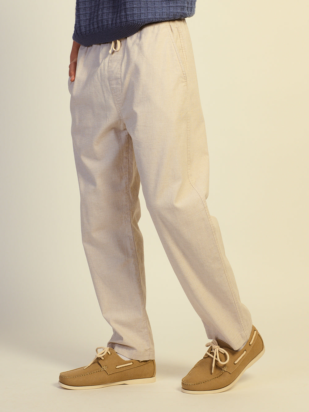 PANTALON KOLBY COUPE AMPLE, MÉLANGE LIN -NATUREL