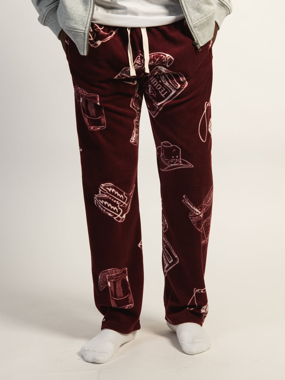KOLBY PRINTED POLAR PANT - BURGUNDY