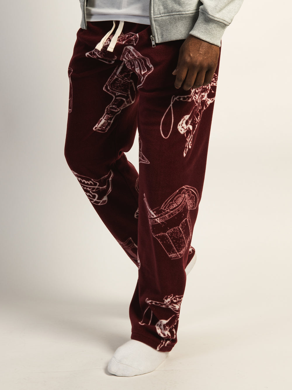 KOLBY PRINTED POLAR PANT - BURGUNDY