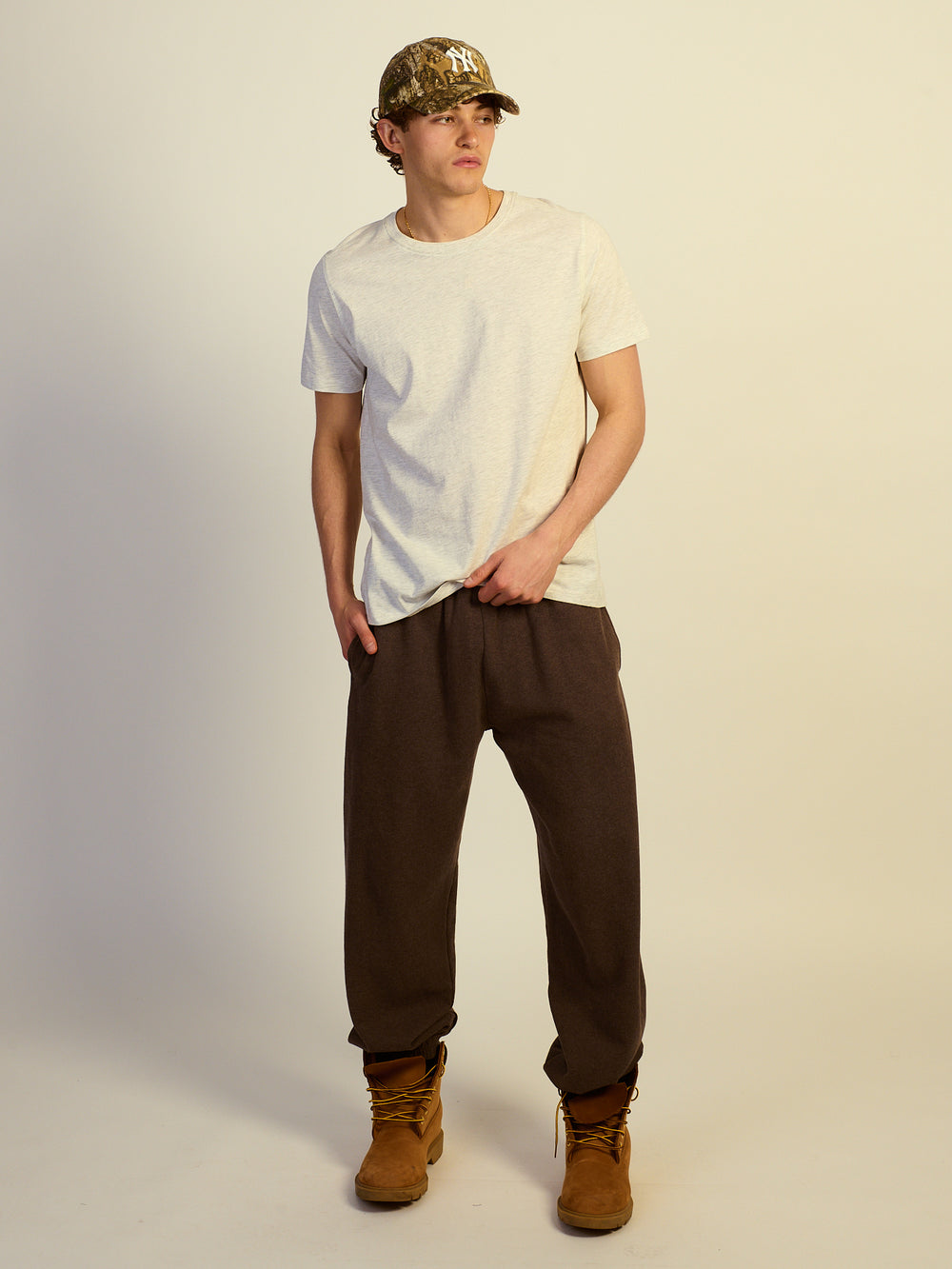 KOLBY BAGGY FLEECE JOGGER - HEATHER CHOCOLATE