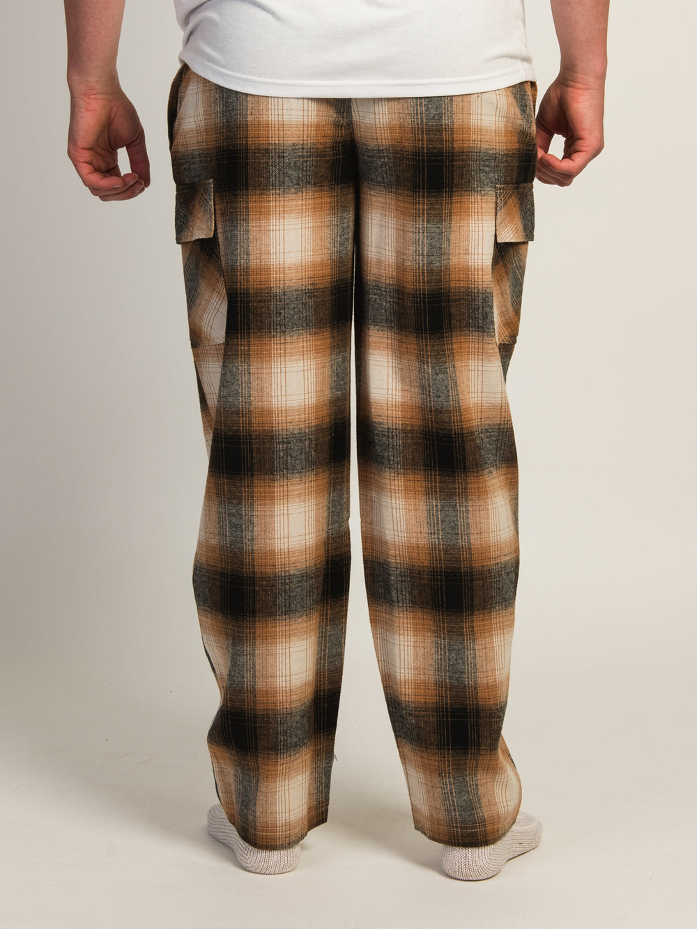 KOLBY THOMAS CARGO PLAID PANT - GOLD - CLEARANCE