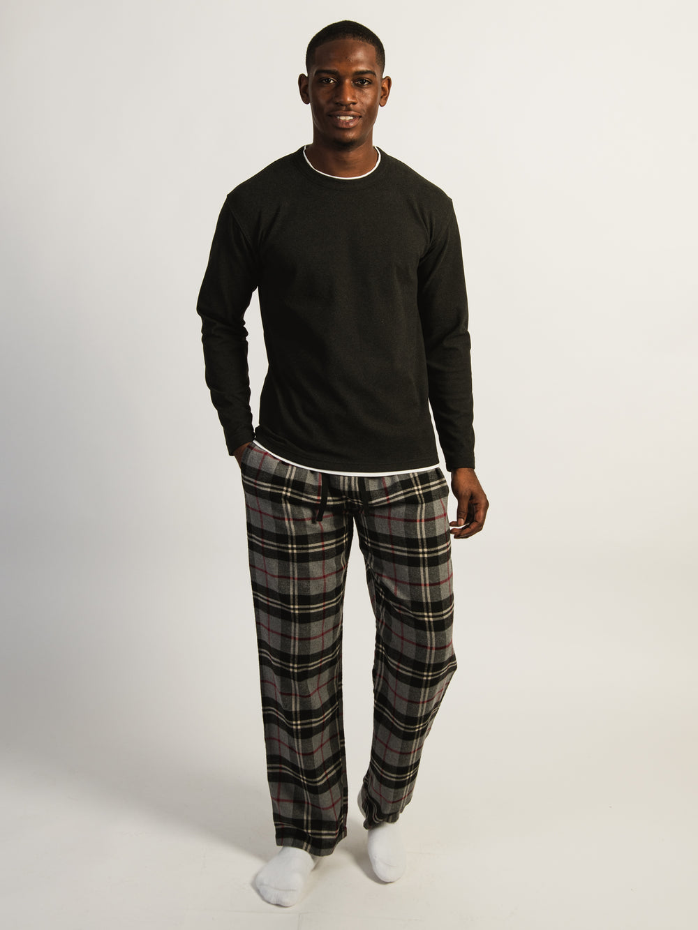 KOLBY PLAID PANT - BLACK