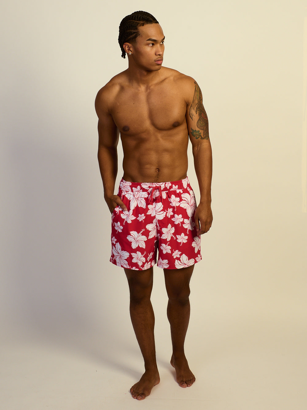 KOLBY SWIM HIBISCUS 5in STRETCH SWIM SHORT