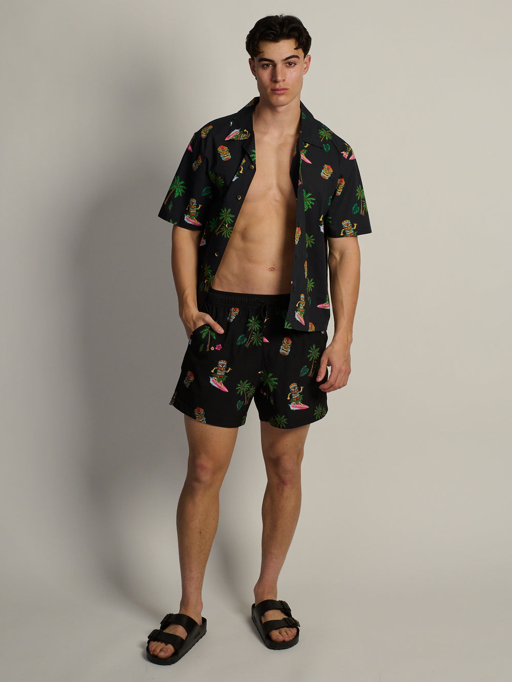 KOLBY TIKI 5in STRETCH SWIM SHORT - BLACK