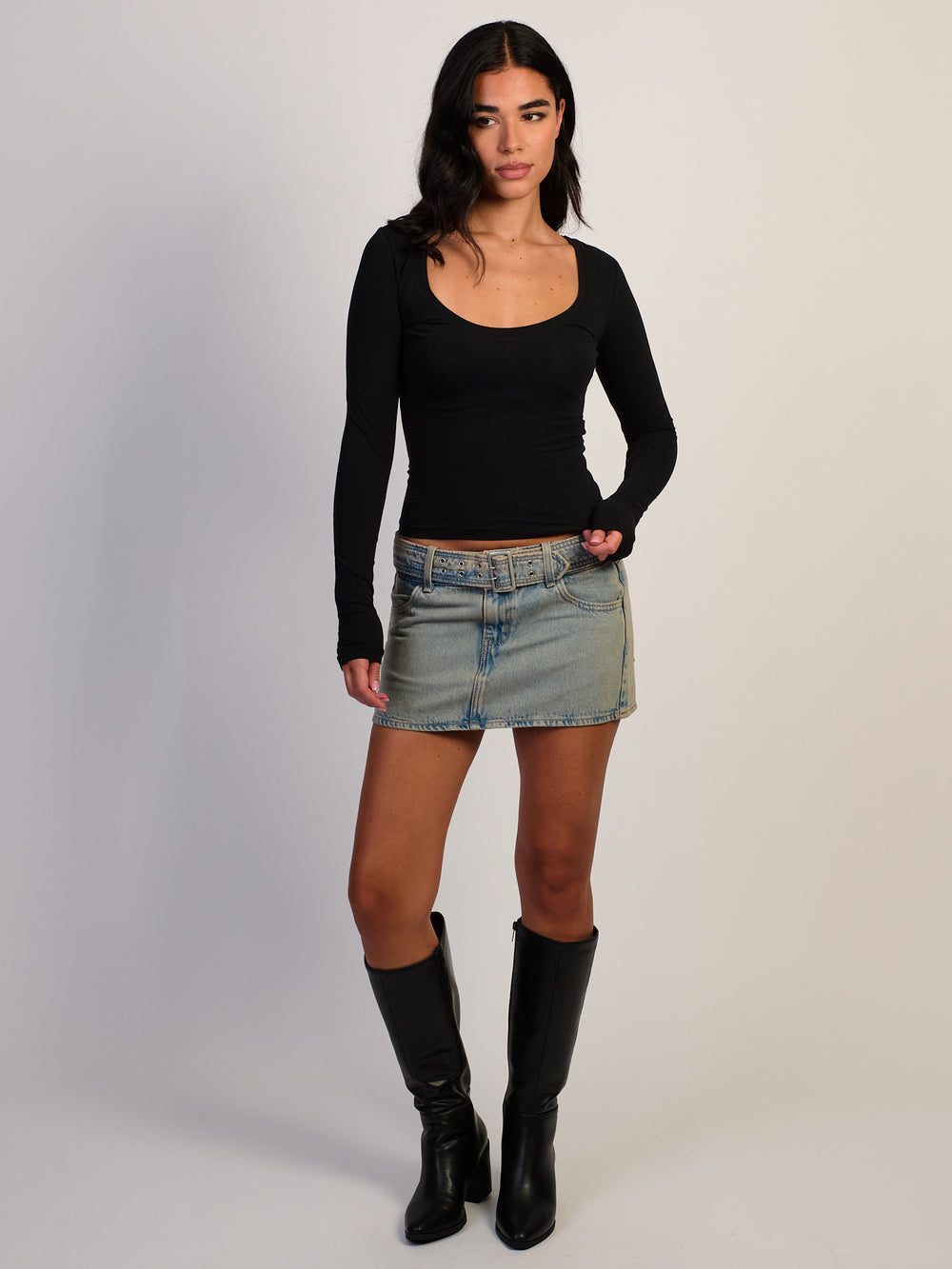 LEVIS BELTED MINI SKIRT - MINE TIME