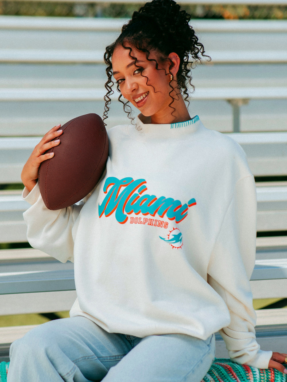 NFL MIAMI DOLPHINS STITCH MOCKNECK
