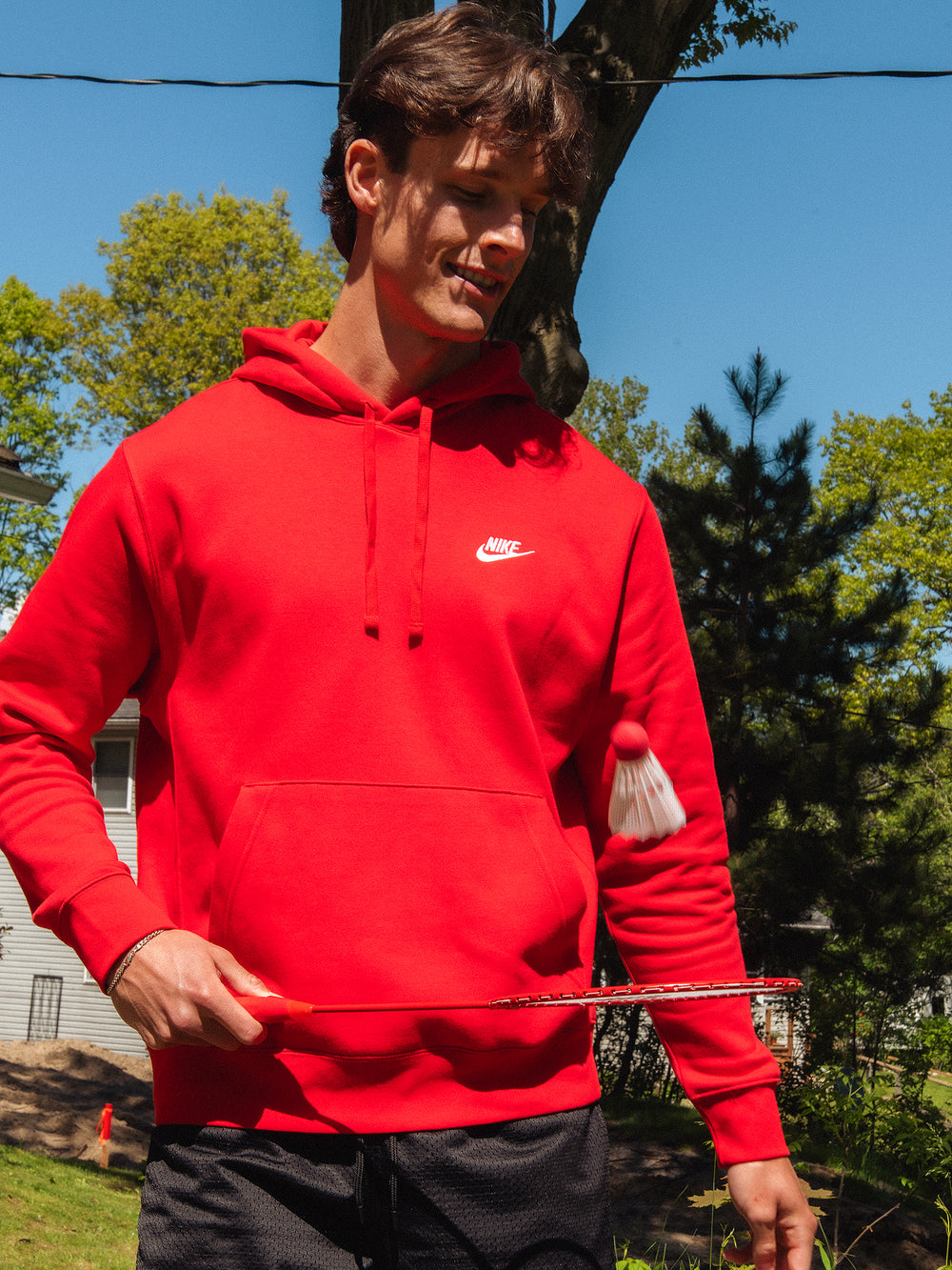 NIKE SPORTSWEAR CLUB PULLOVER HOODIE - RED