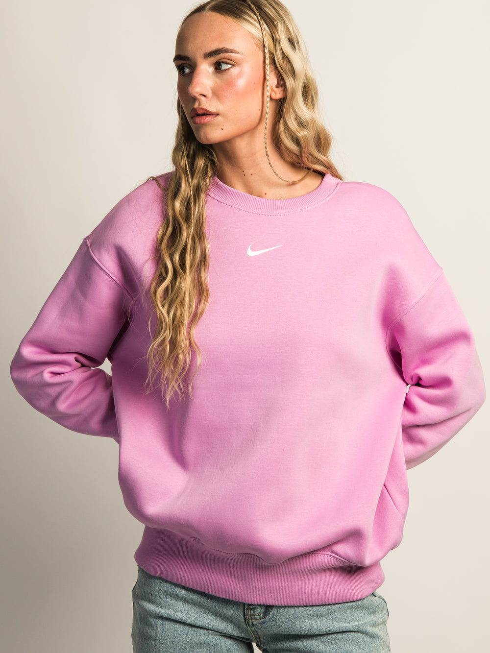 NIKE SPORTSWEAR PHOENIX FLEECE OVERSIZED CREWNECK - PINK