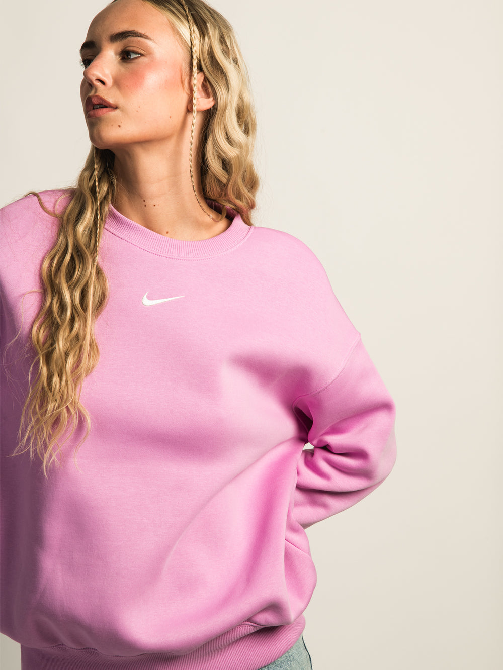 NIKE SPORTSWEAR PHOENIX FLEECE OVERSIZED CREWNECK - PINK