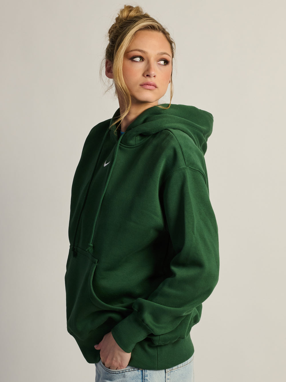 NIKE SPORTSWEAR PHOENIX FLEECE OVERSIZED PULL OVER HOODIE - FOREST