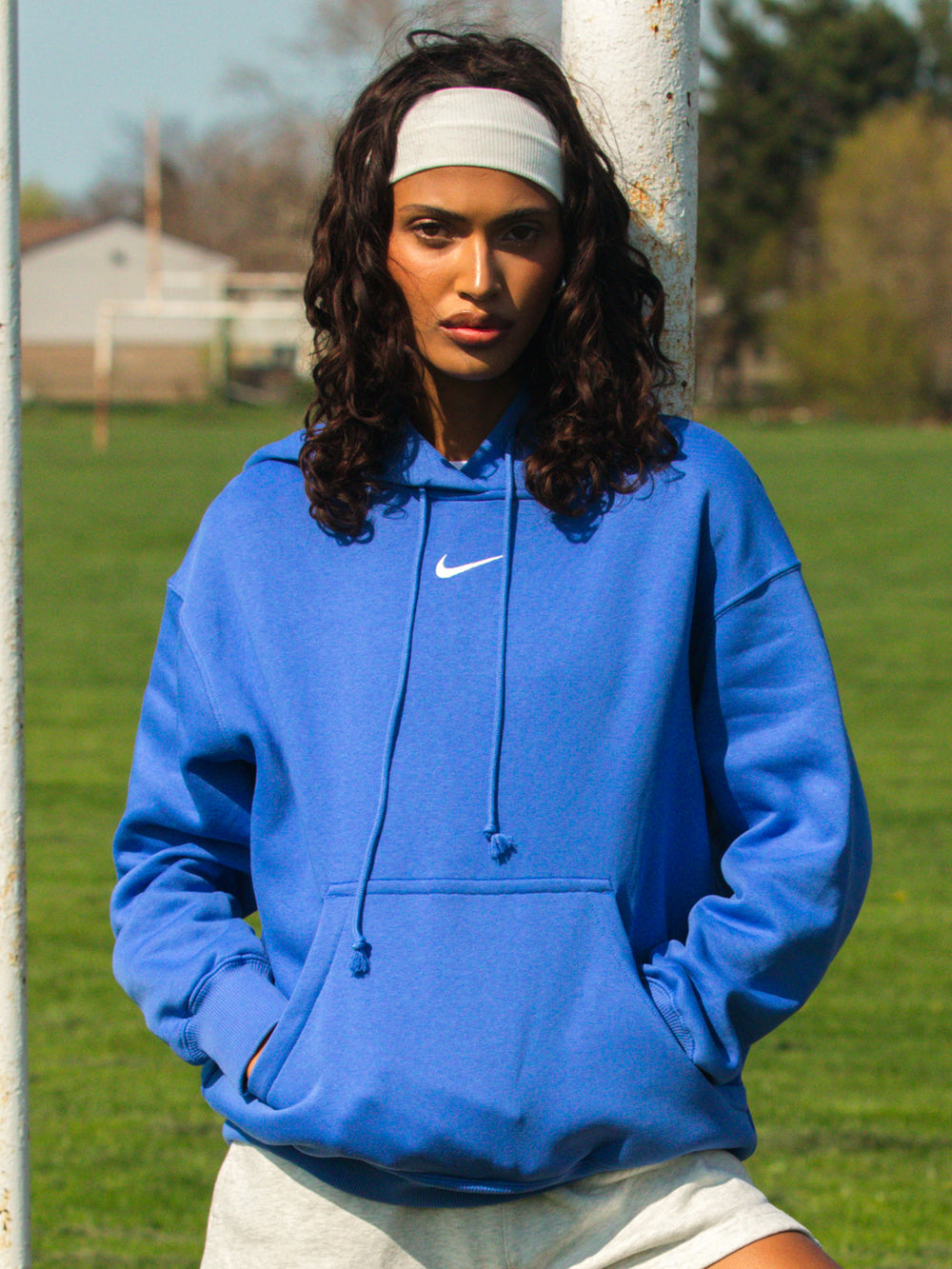 NIKE SPORTSWEAR PHOENIX FLEECE OVERSIZED PULL OVER HOODIE - BLUE