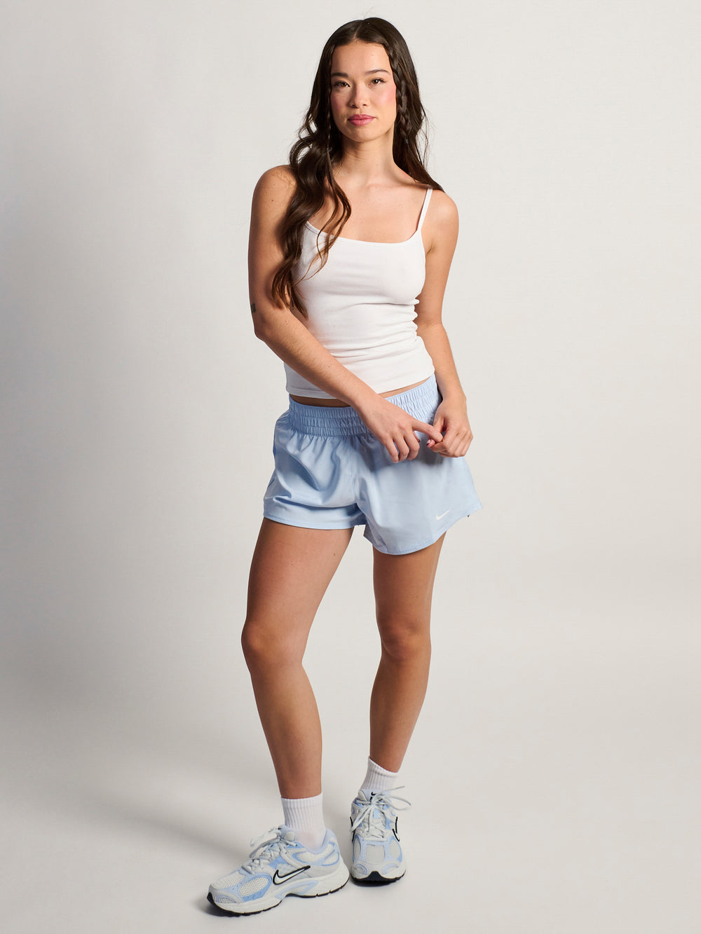 SHORT 3in TAILLE MI-HAUTE NIKE ONE DF –BLEU/NLANC