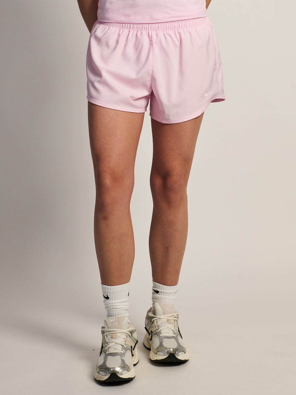 NIKE ONE DR MID RISE 3in SHORT - PINK/WHITE