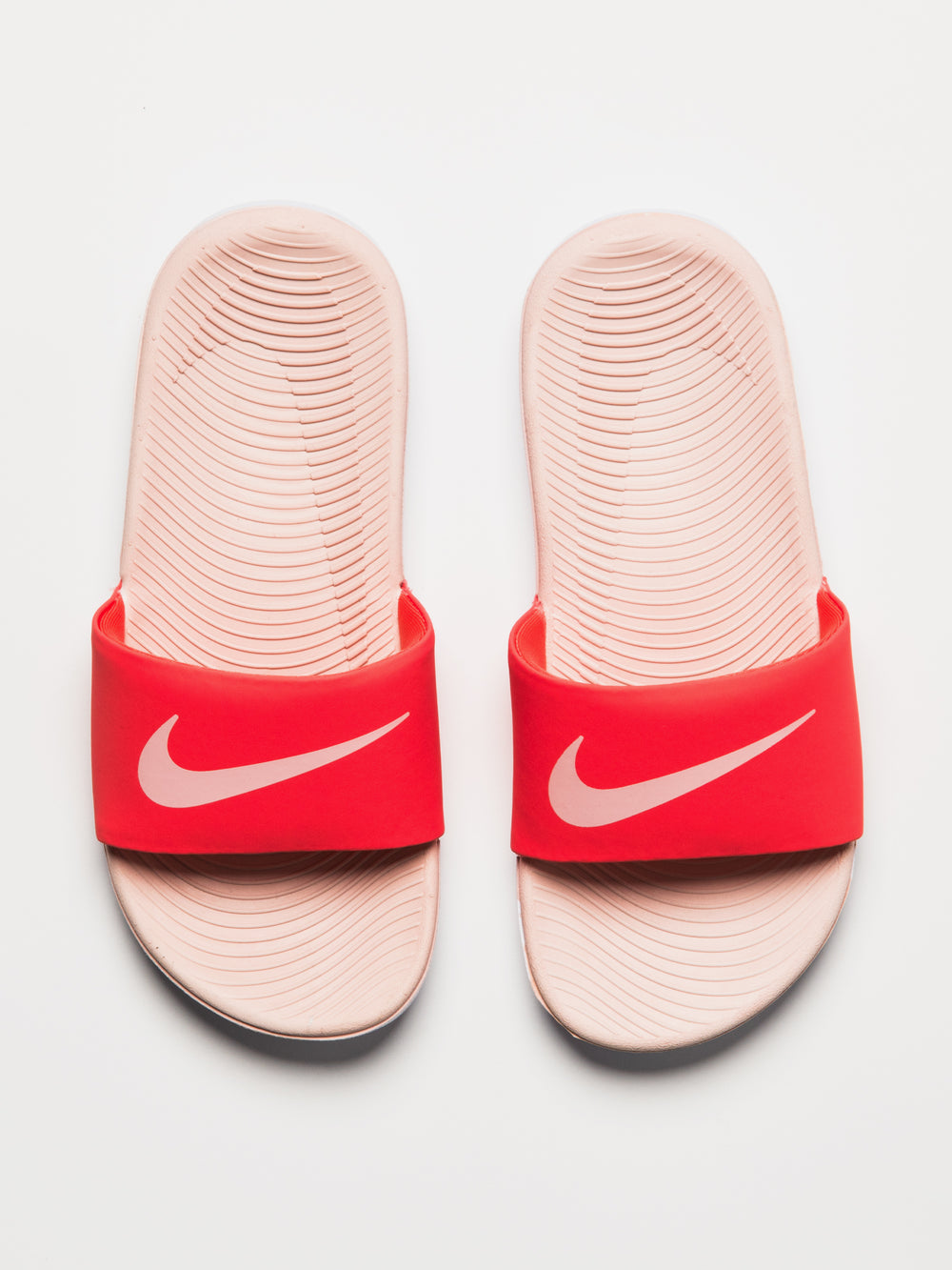 KIDS NIKE KAWA SLIDES - EMBER/WHITE/ECHO PINK