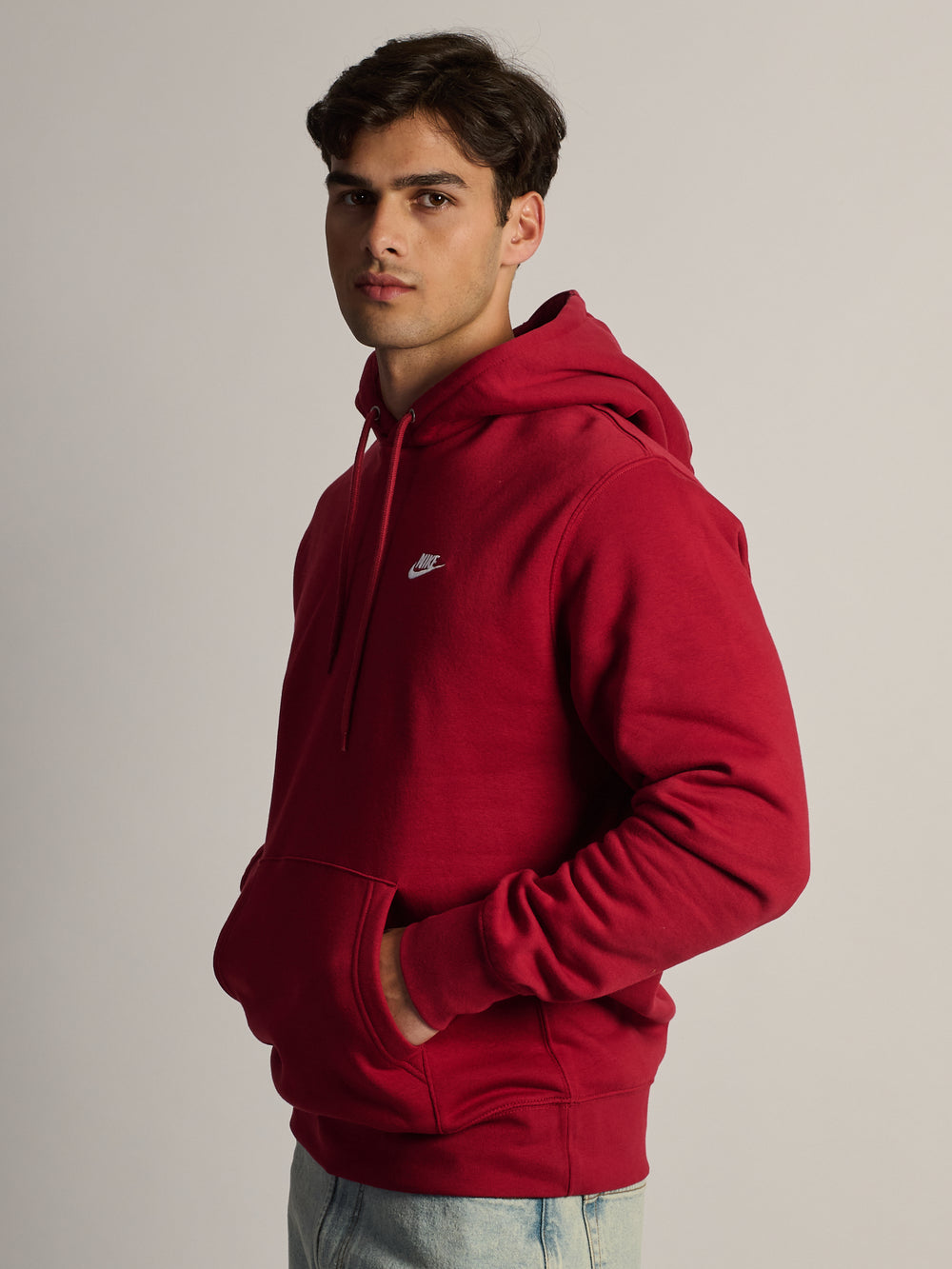 NIKE SPORTSWEAR CLUB PULL OVER HOODIE - CRIMSON