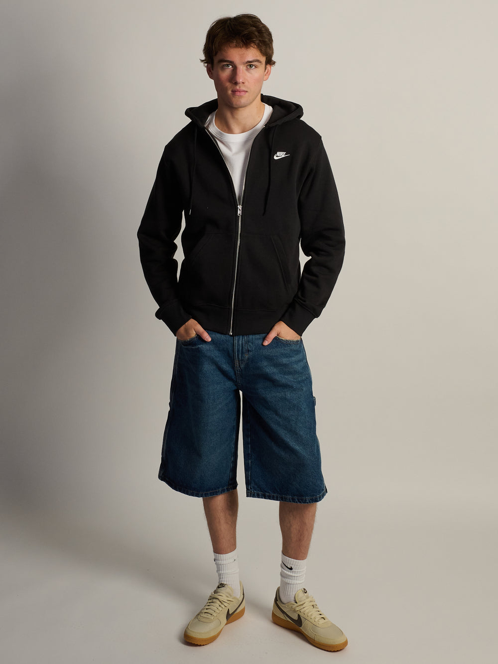 NIKE SPORTSWEAR CLUB FULL ZIP HOODIE - BLACK