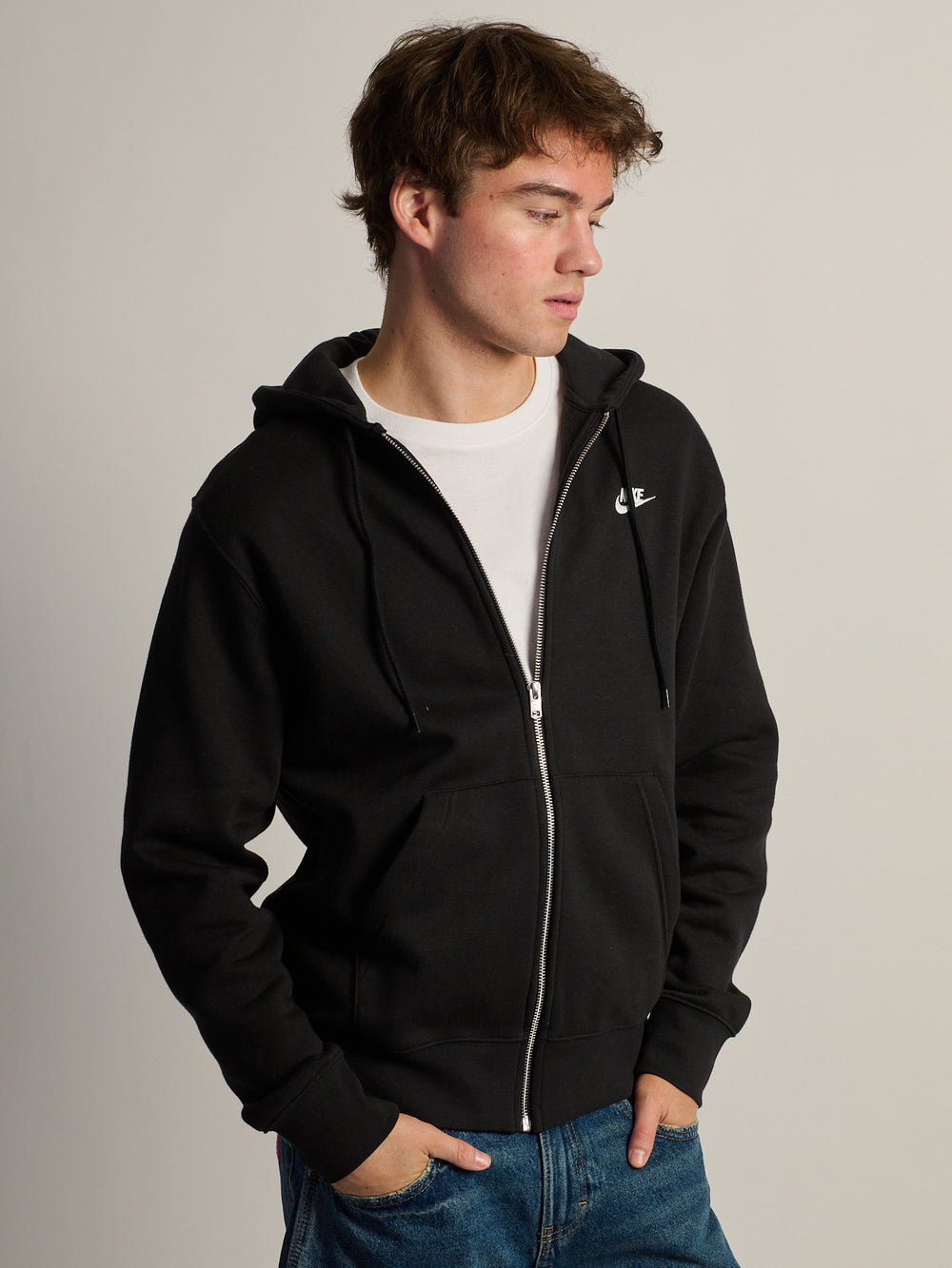 NIKE SPORTSWEAR CLUB FULL ZIP HOODIE - BLACK