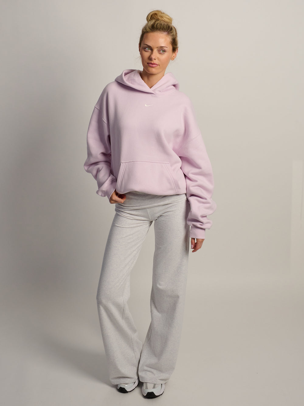 NIKE STUDIO FLEECE OVERSIZED PULL OVER HOODIE - LILAC