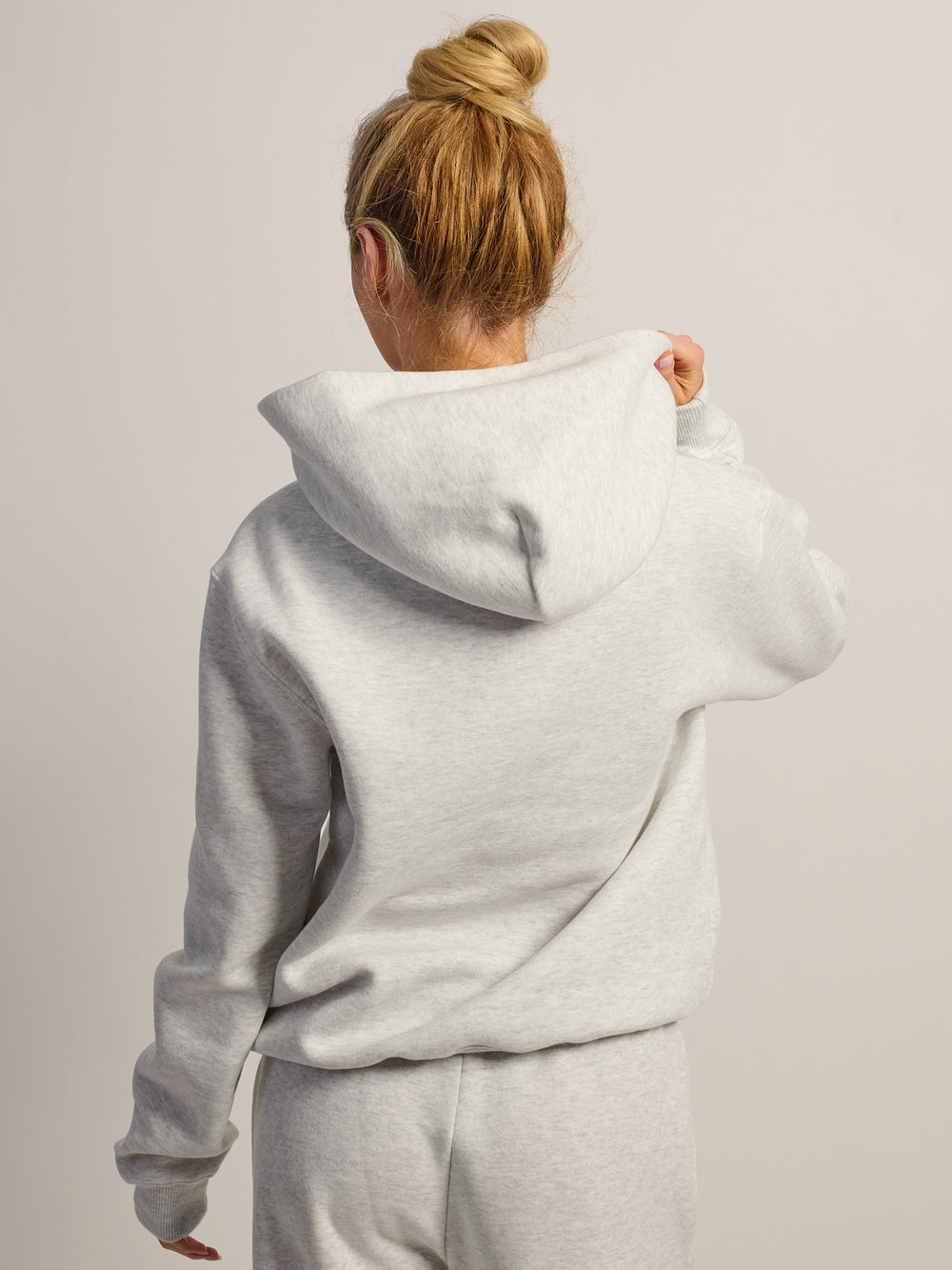 NIKE STUDIO FLEECE PULL OVER HOODIE - HEATHER GREY