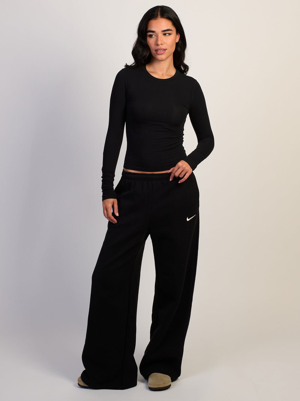 NIKE NIKE STUDIO FLEECE WIDE LEG PANTS - Boathouse