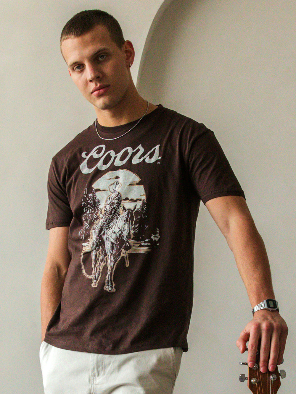 COORS WESTERN T-SHIRT-BROWN