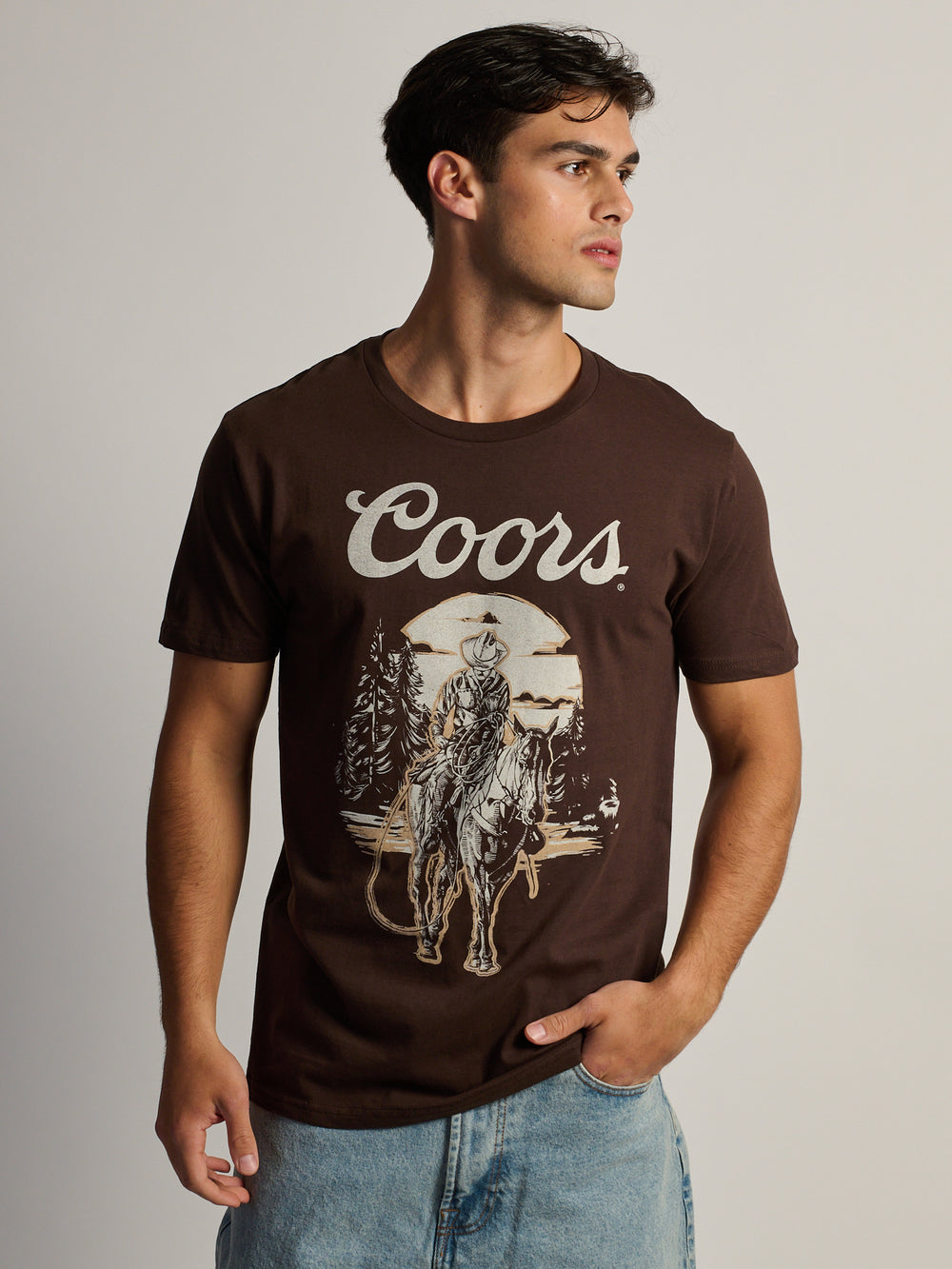 COORS WESTERN T-SHIRT-BROWN