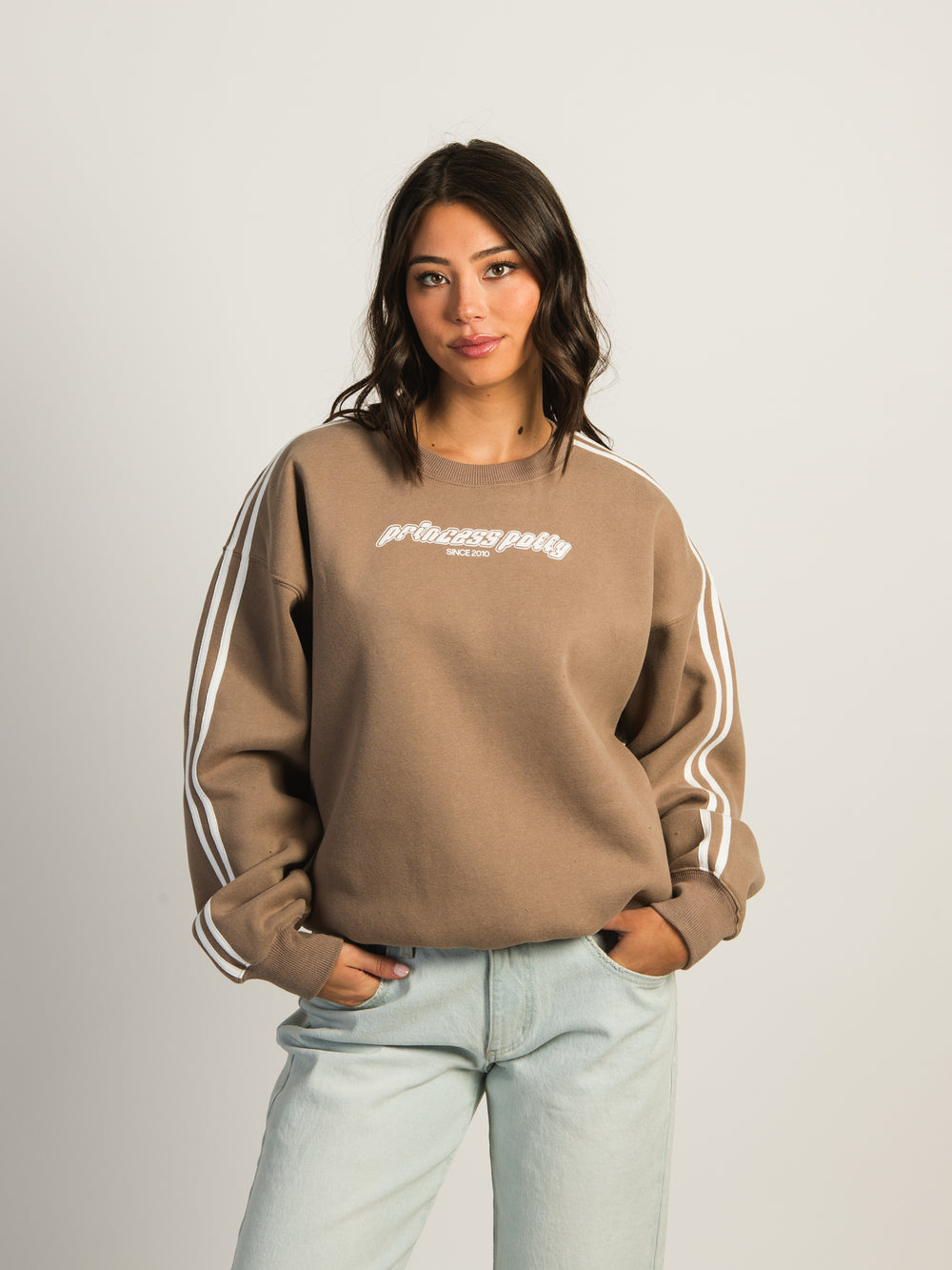 PRINCESS POLLY PRINCESS POLLY STRIPE SLEEVE CREWNECK - CLEARANCE - Boathouse