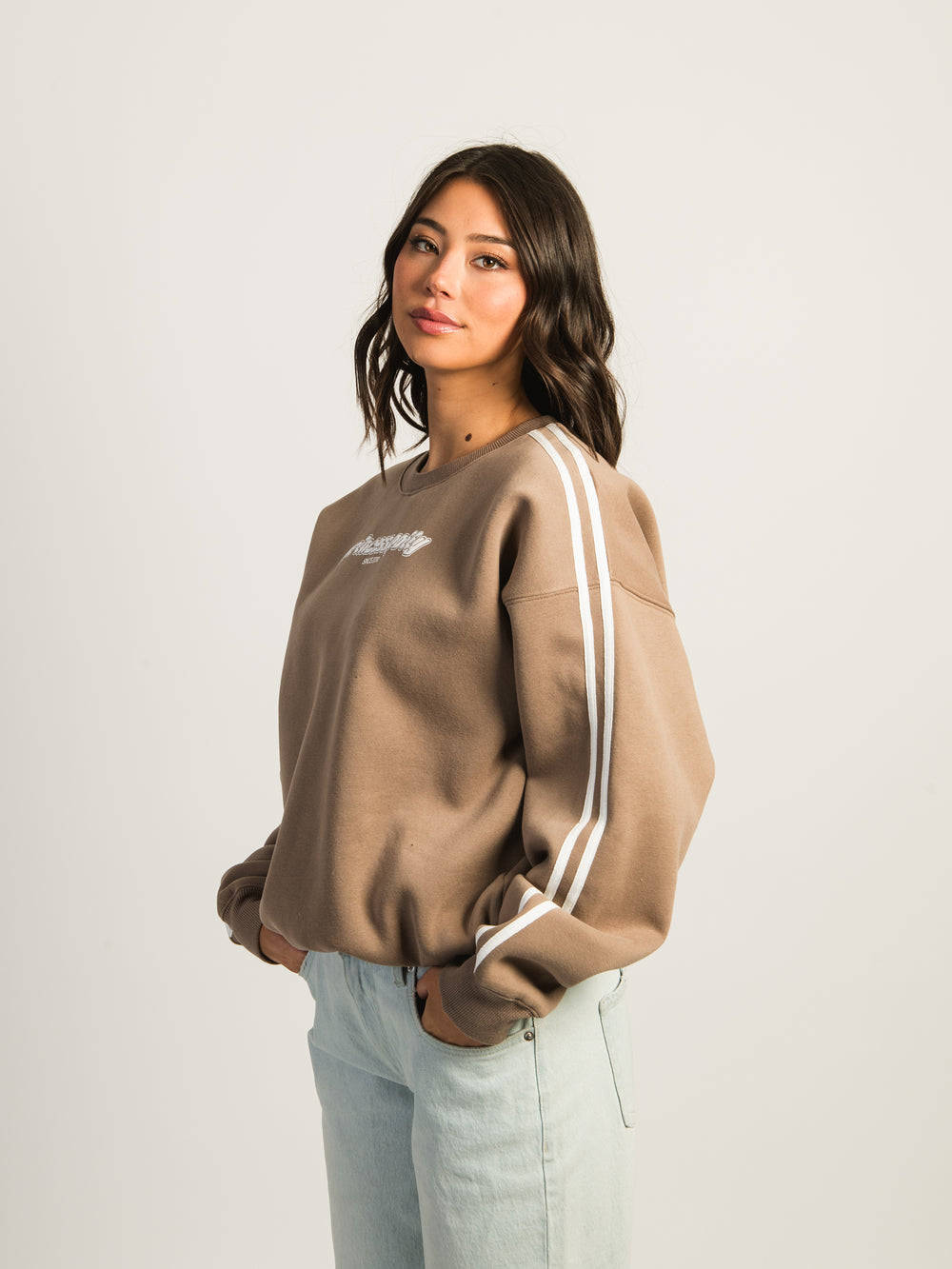 PRINCESS POLLY PRINCESS POLLY STRIPE SLEEVE CREWNECK - CLEARANCE - Boathouse