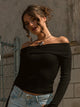 PRINCESS POLLY PRINCESS POLLY MORLEY OFF THE SHOULDER SWEATER - CLEARANCE - Boathouse