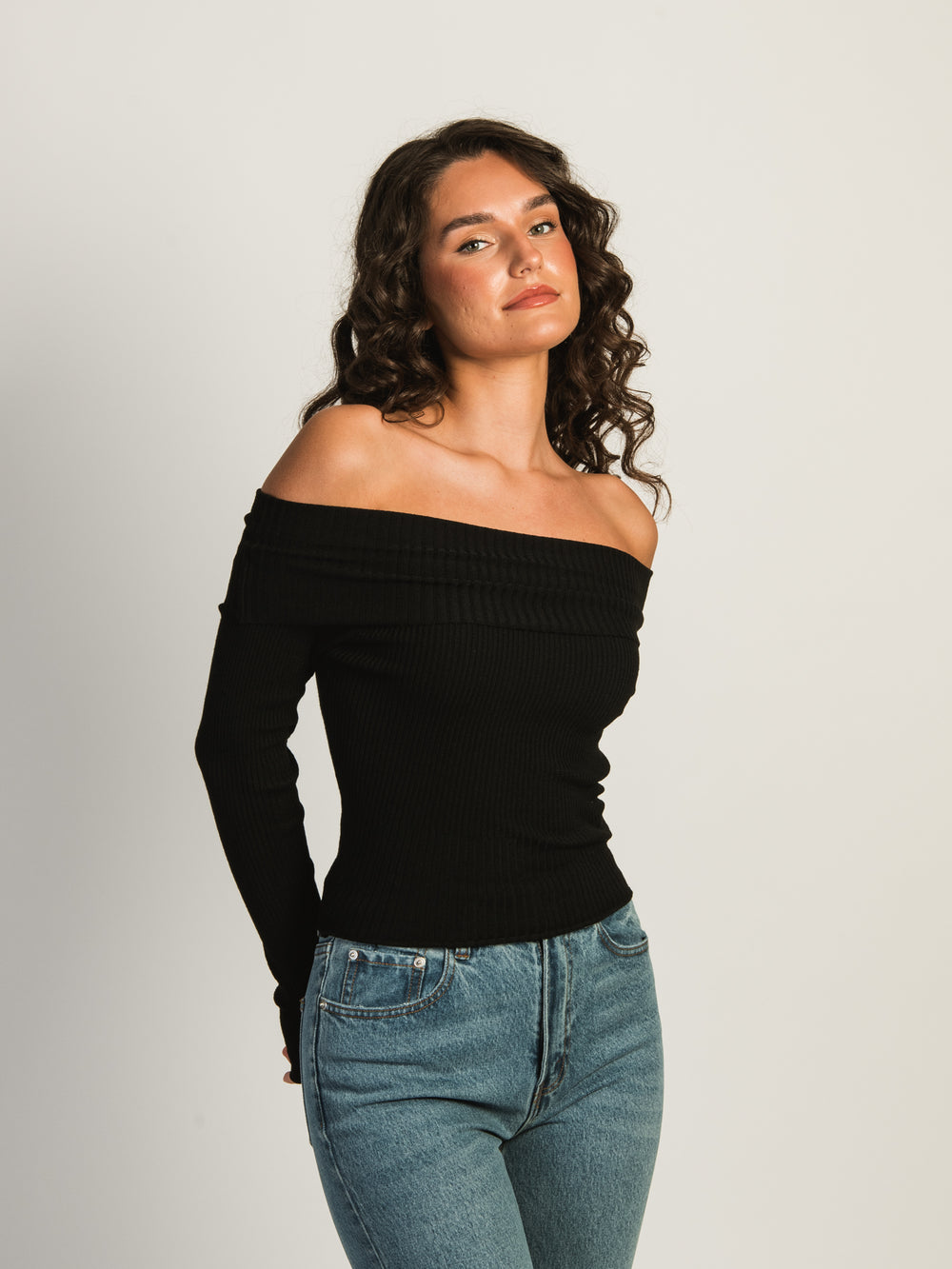 PRINCESS POLLY MORLEY OFF THE SHOULDER SWEATER - CLEARANCE