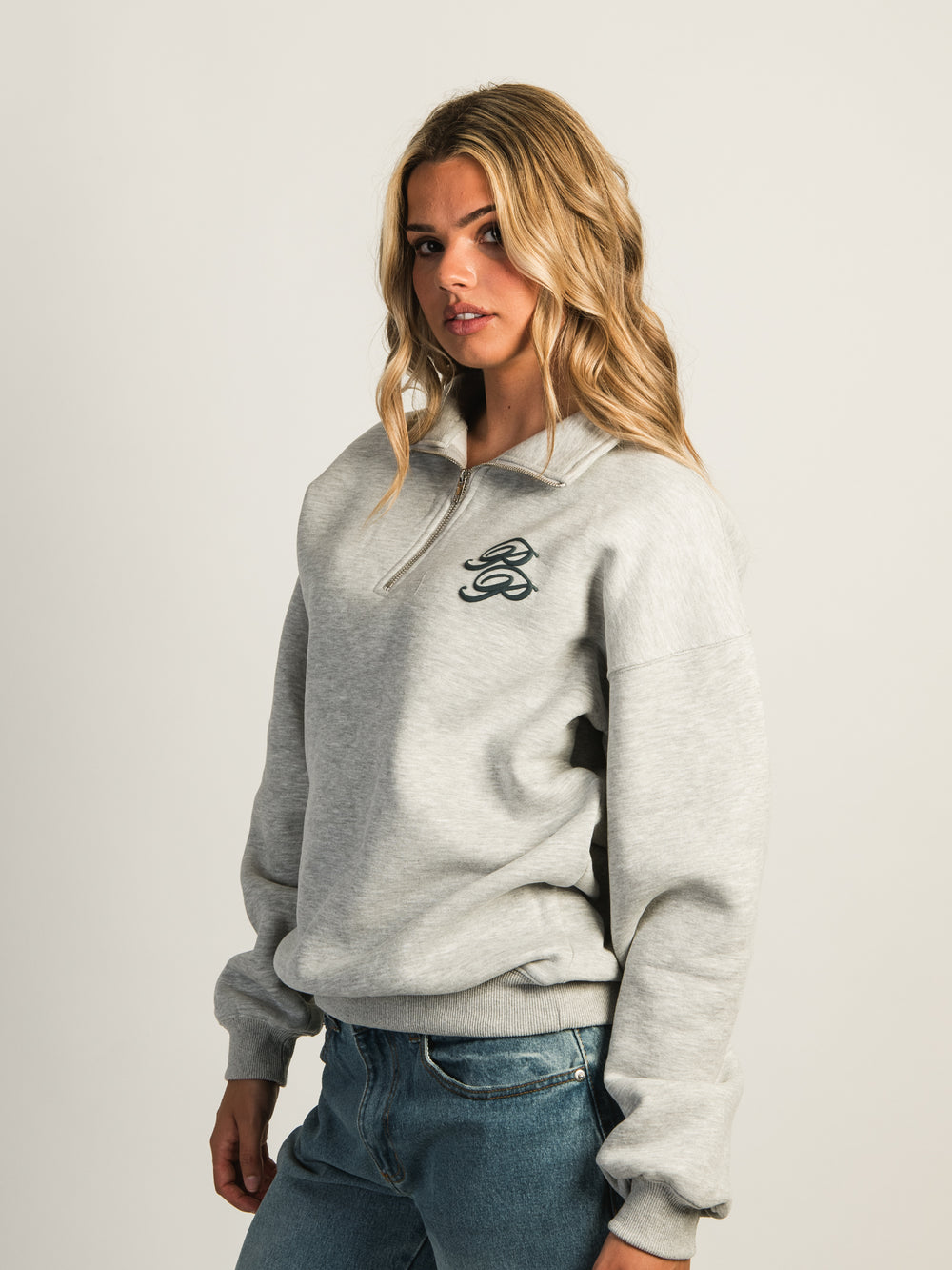 PRINCESS POLLY PRINCESS POLLY CURSIVE TEXT QUARTER ZIP SWEATSHIRT - CLEARANCE - Boathouse