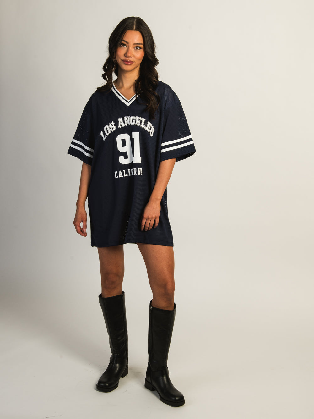 PRINCESS POLLY MICHAIL JERSEY MINI DRESS - NAVY