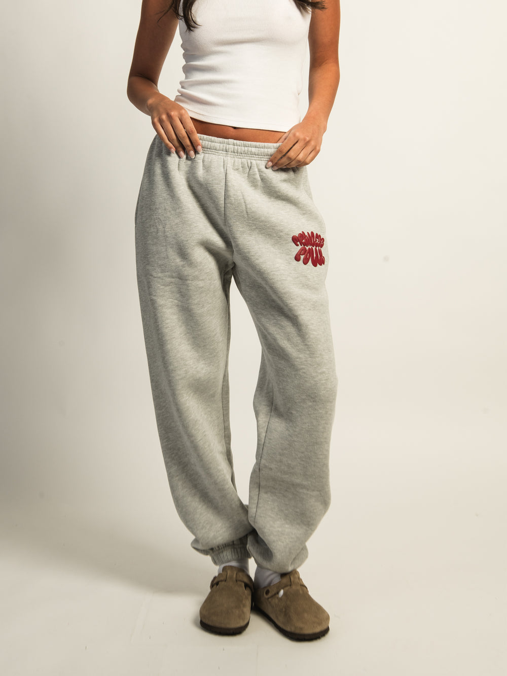 PRINCESS POLLY BUBBLE SWEATPANTS - HEATHER GREY