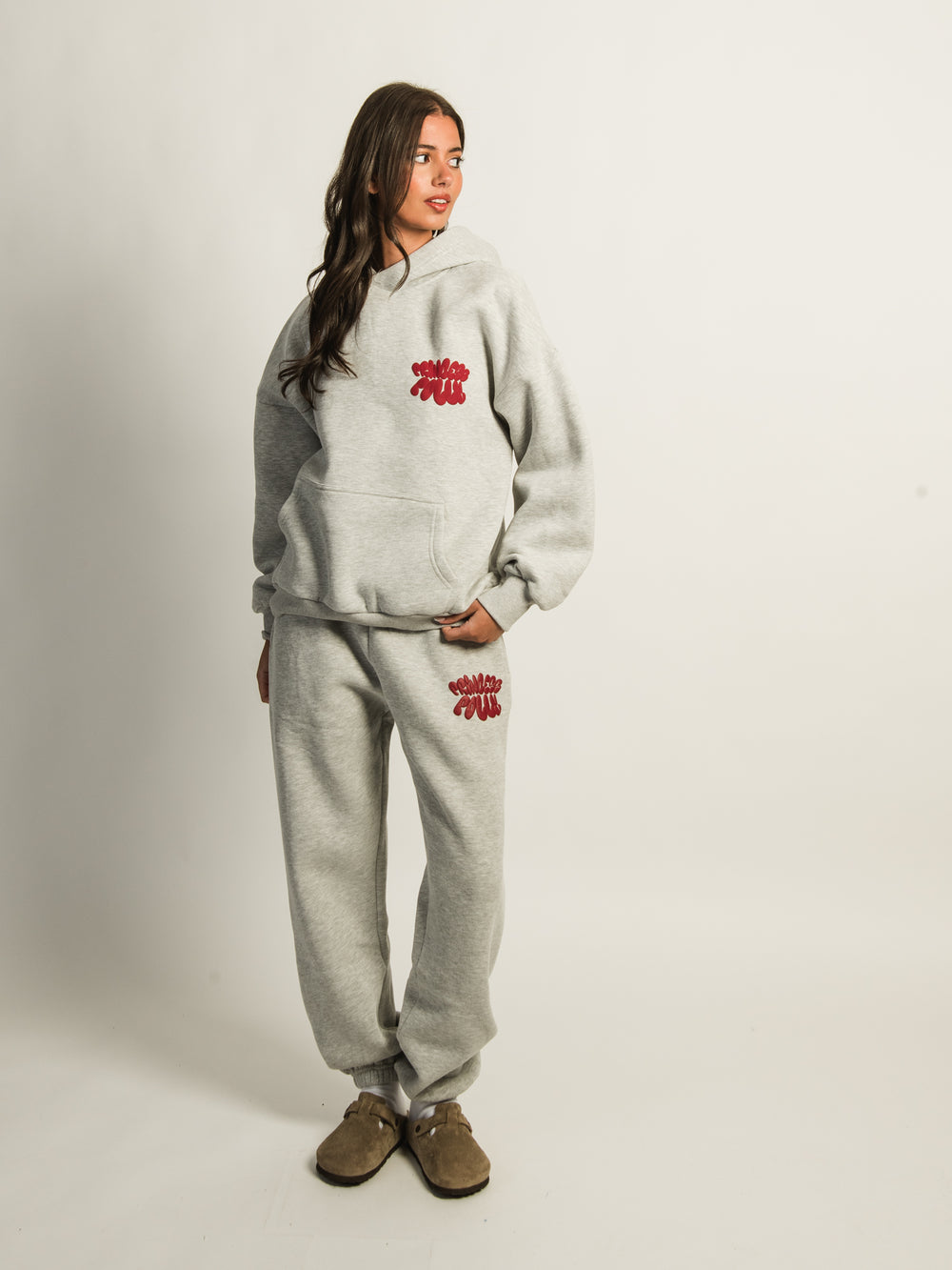 PRINCESS POLLY BUBBLE SWEATPANTS - HEATHER GREY