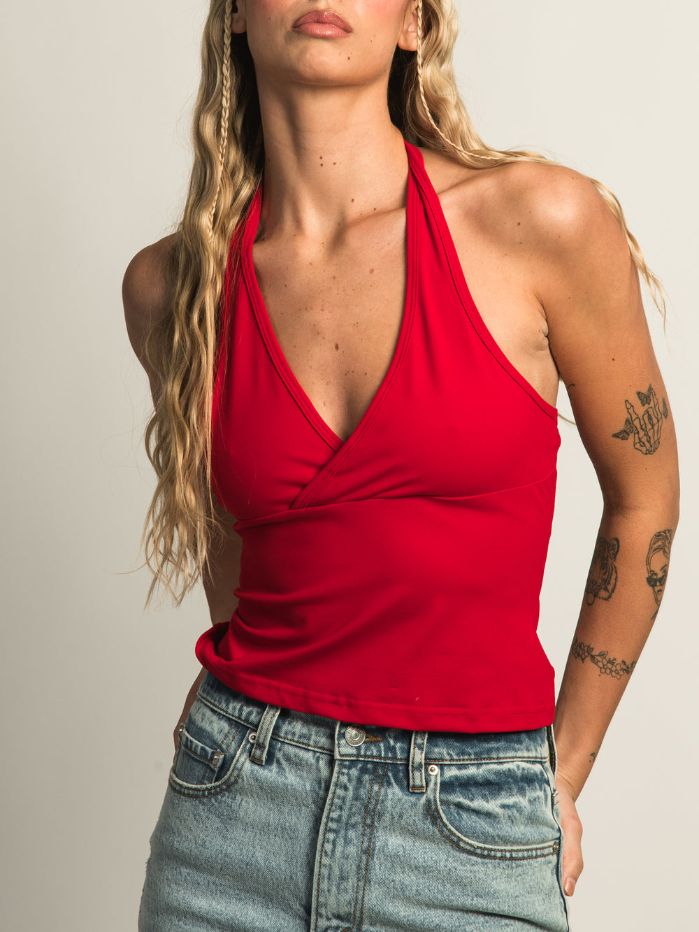 PRINCESS POLLY STAND BY HALTER TOP - RED