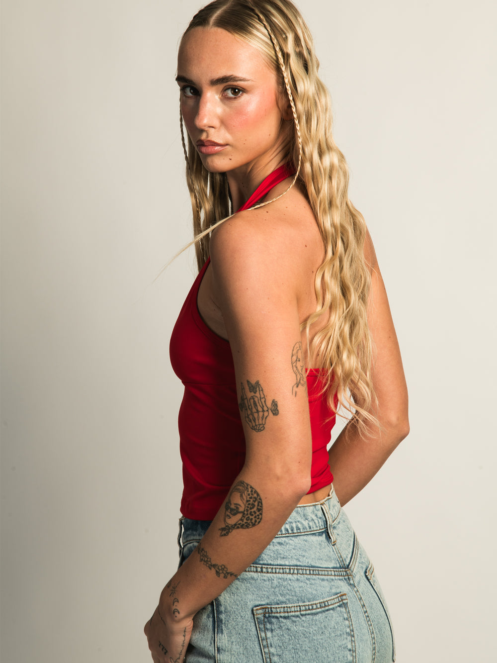 PRINCESS POLLY STAND BY HALTER TOP - RED