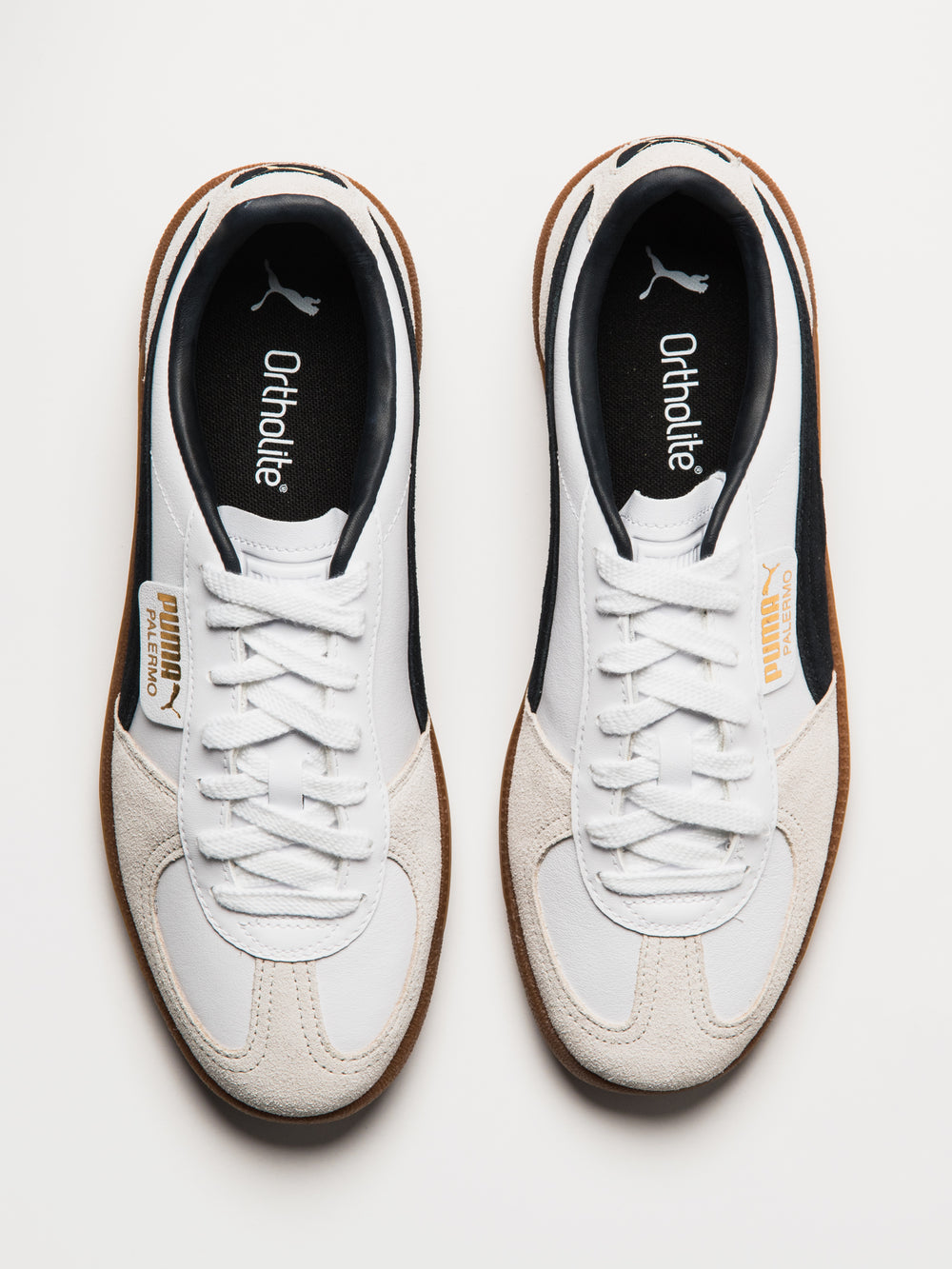 MENS PUMA PALERMO LEATHER SNEAKER - WHITE/VAPOR GRAY/BLACK/GUM